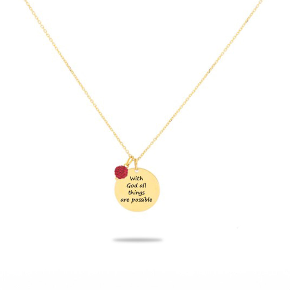 Inspired Circle Pendant "With God All Things Are Possible"