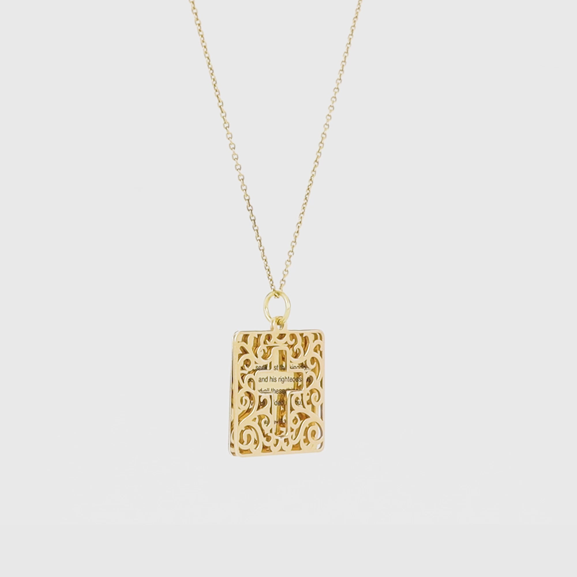 Inscribed Bible Verse Square Pendant