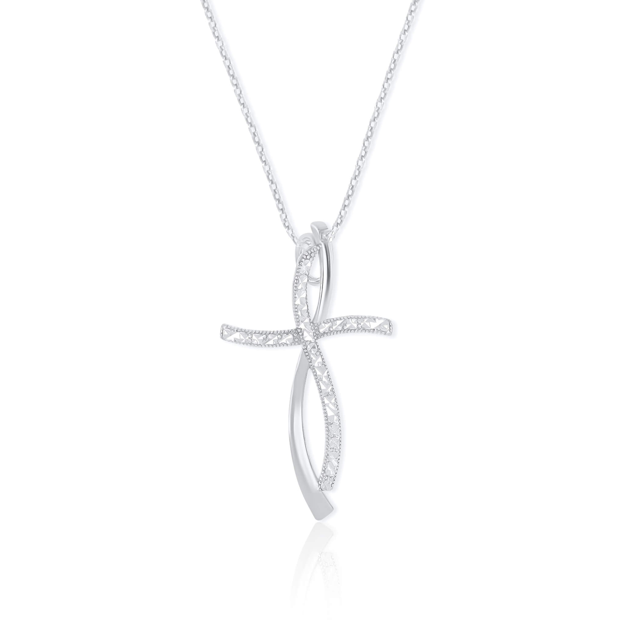 Ribbon Cross Necklace Pendant - Gloria Jewels