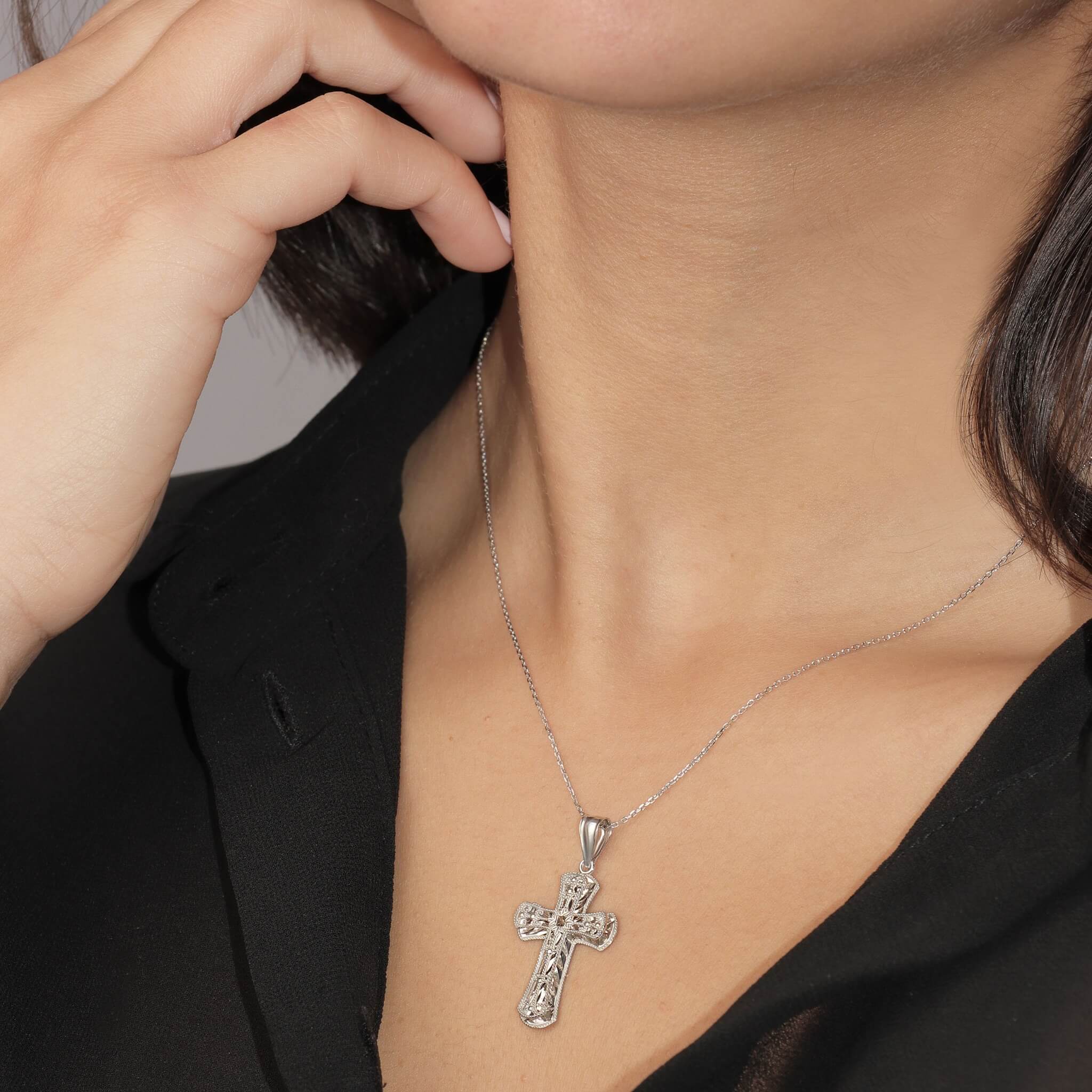 Double Layered Cross Pendant - Gloria Jewels