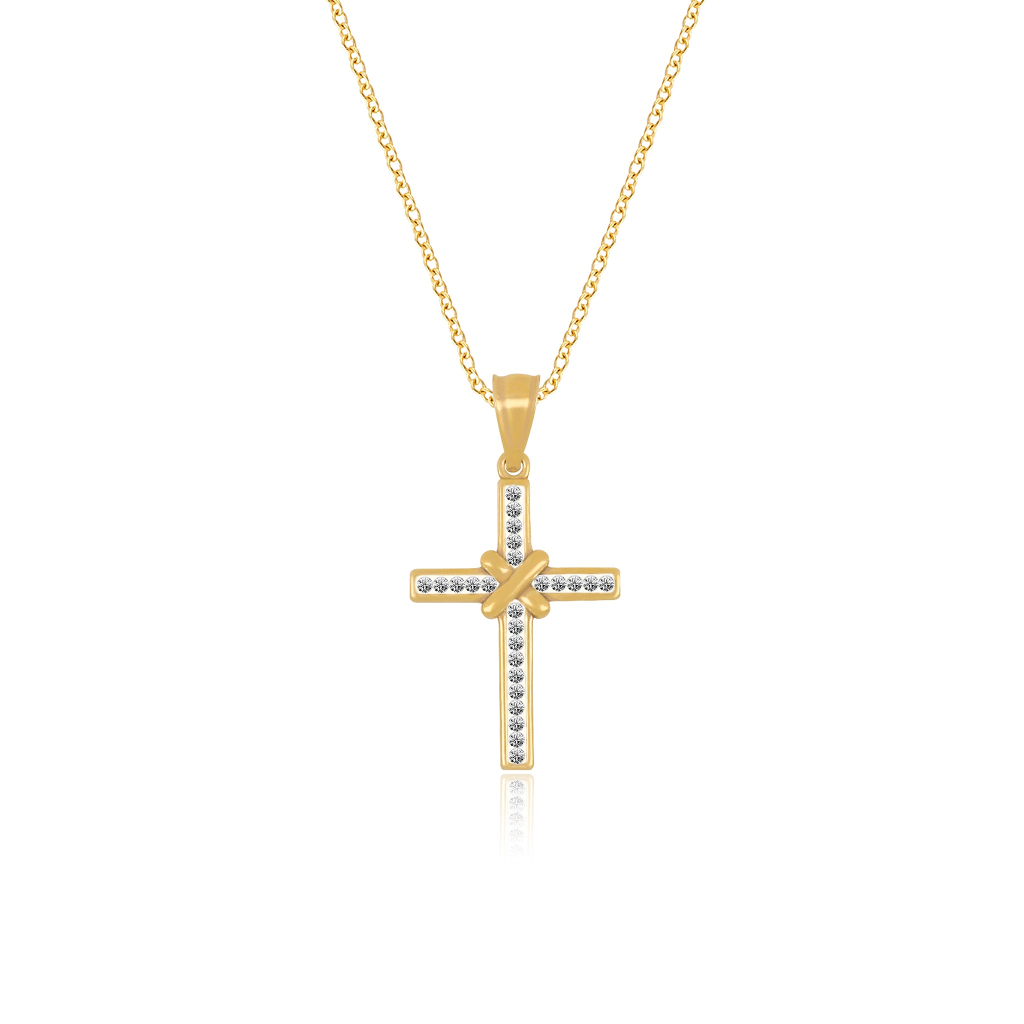 Crystal Cross With Christogram Pendant Necklace - Gloria Jewels