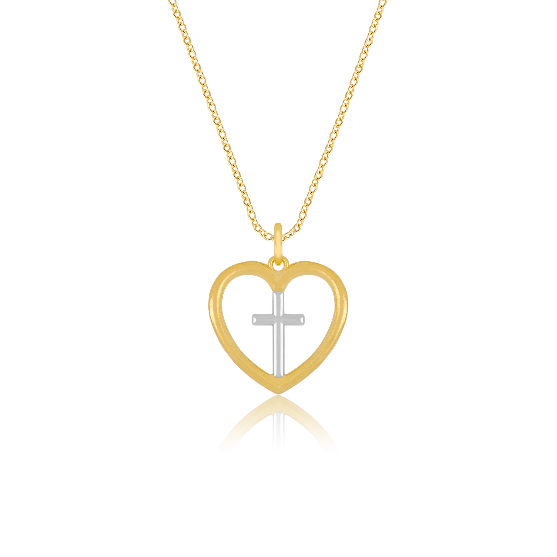 Cross Within Heart Pendant Necklace - Gloria Jewels