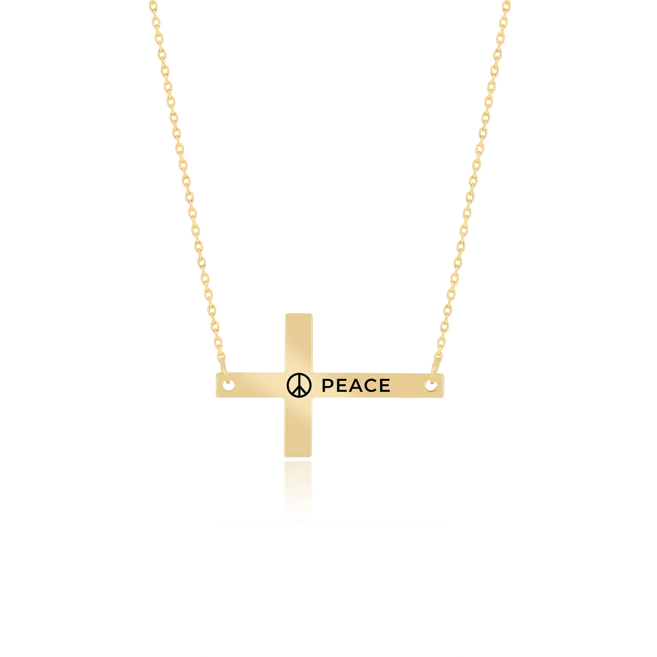 Inscribed Sideways Cross Pendant Necklace - Gloria Jewels