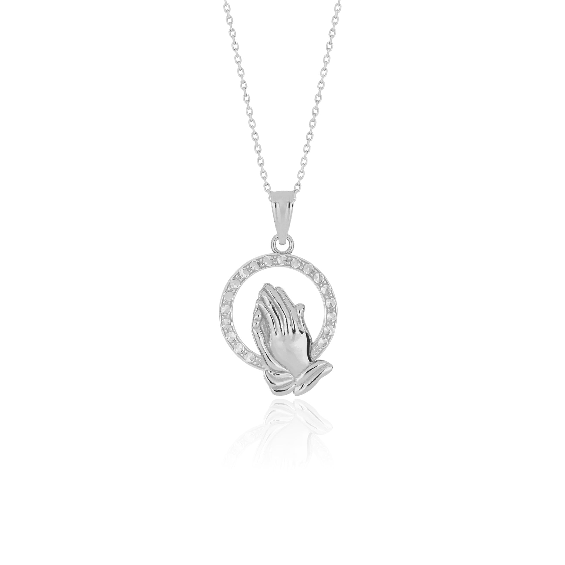 "Praying Hands" Crystal Halo Pendant