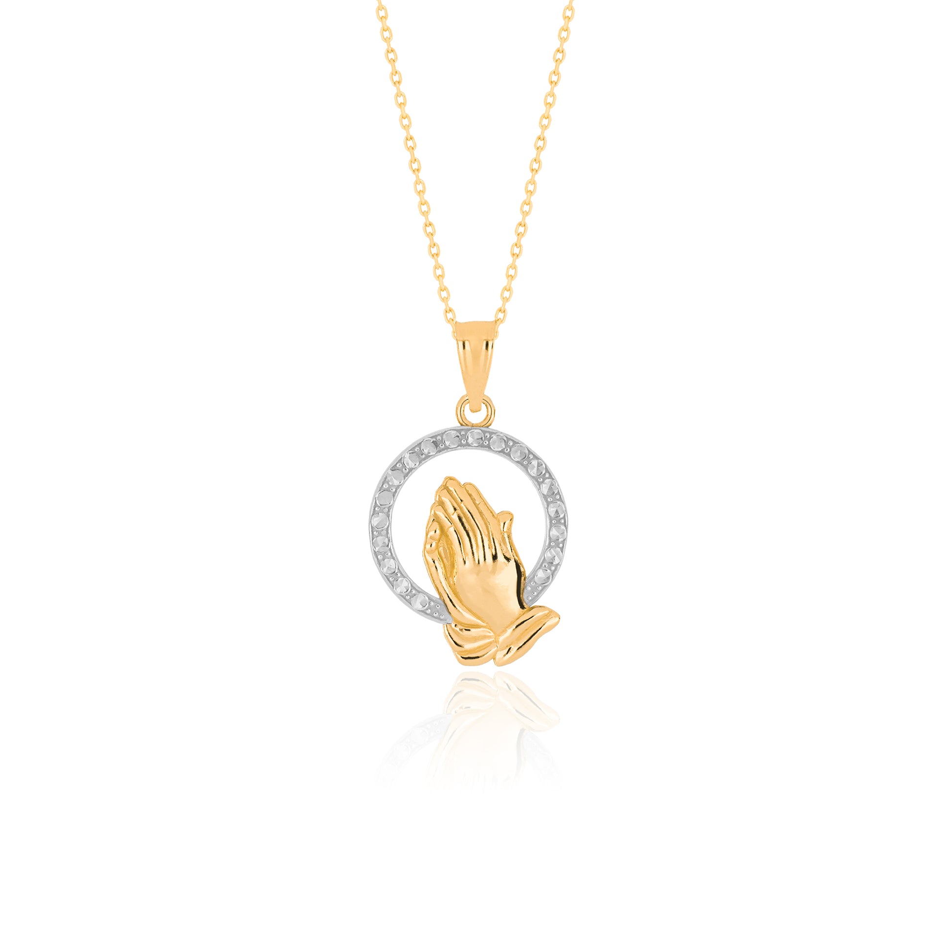 Colgante de halo de cristal "Manos en oración"