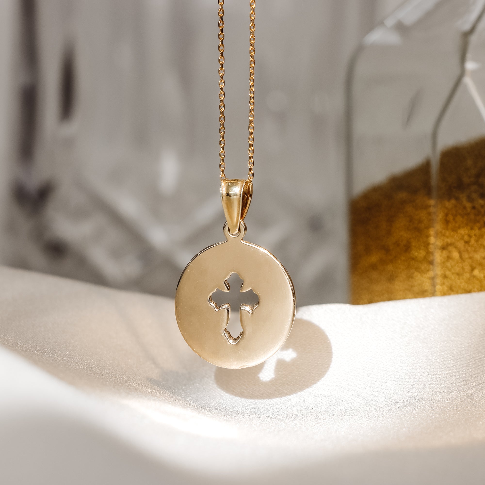 Cutout Cross Disc Pendant
