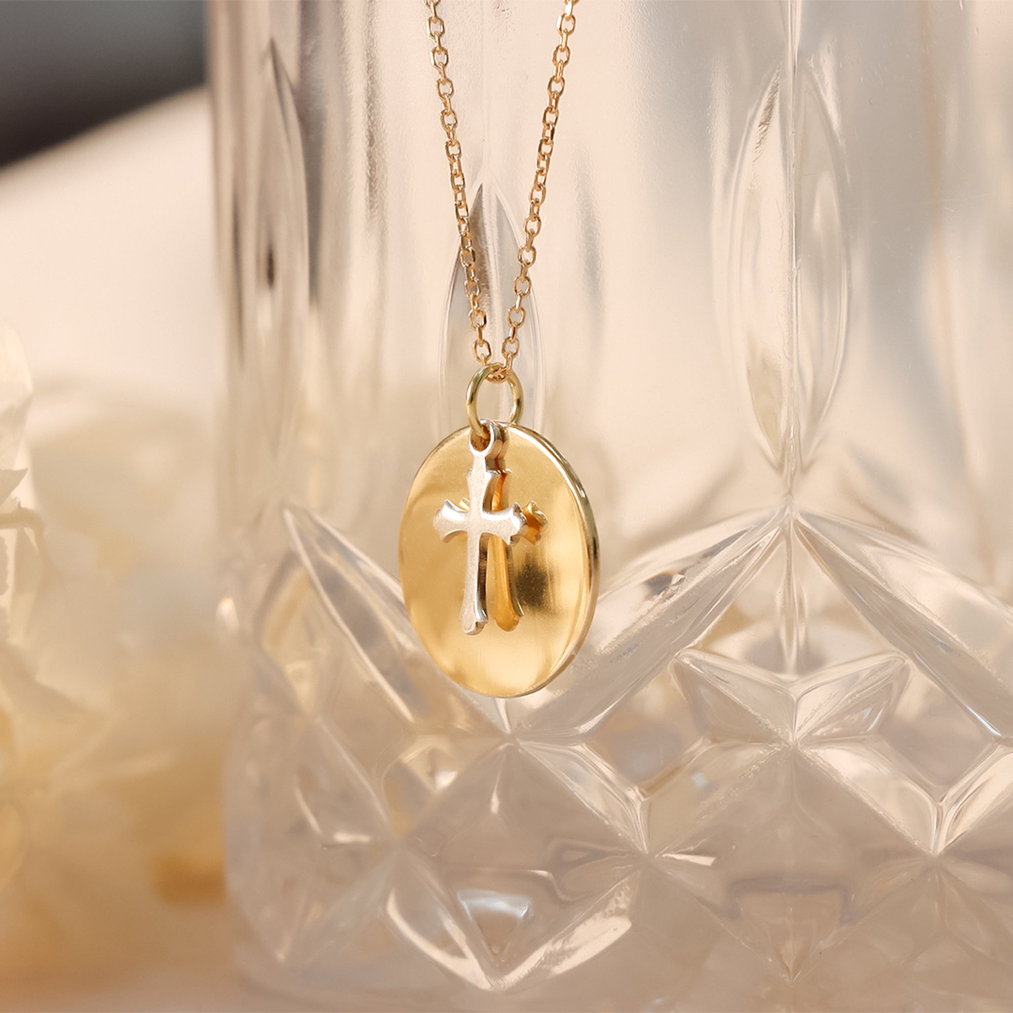 Versatile Cross Charm Disc Pendant
