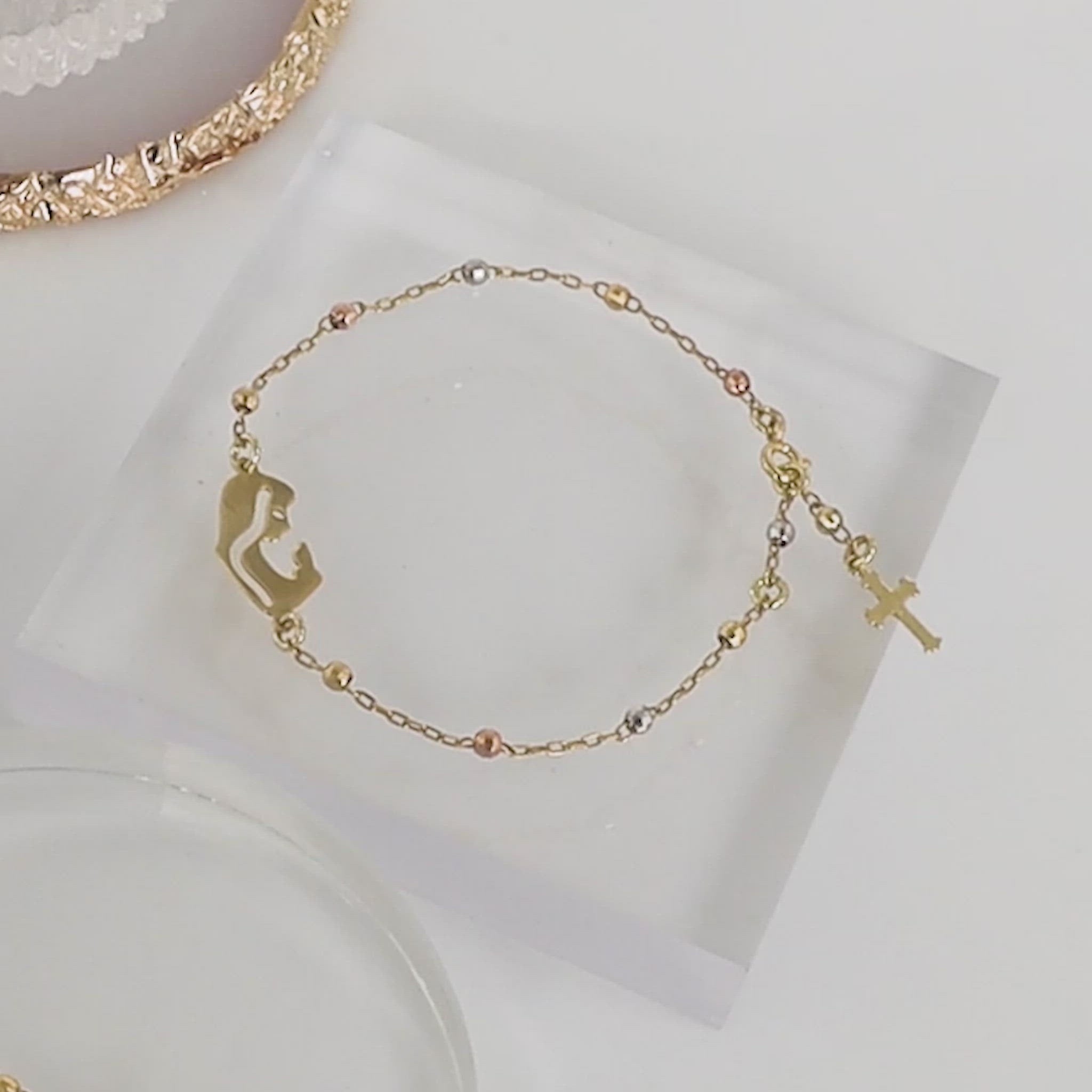 Striking Silhouette of Virgin Mary & Crucifix Bracelet - Gloria Jewels