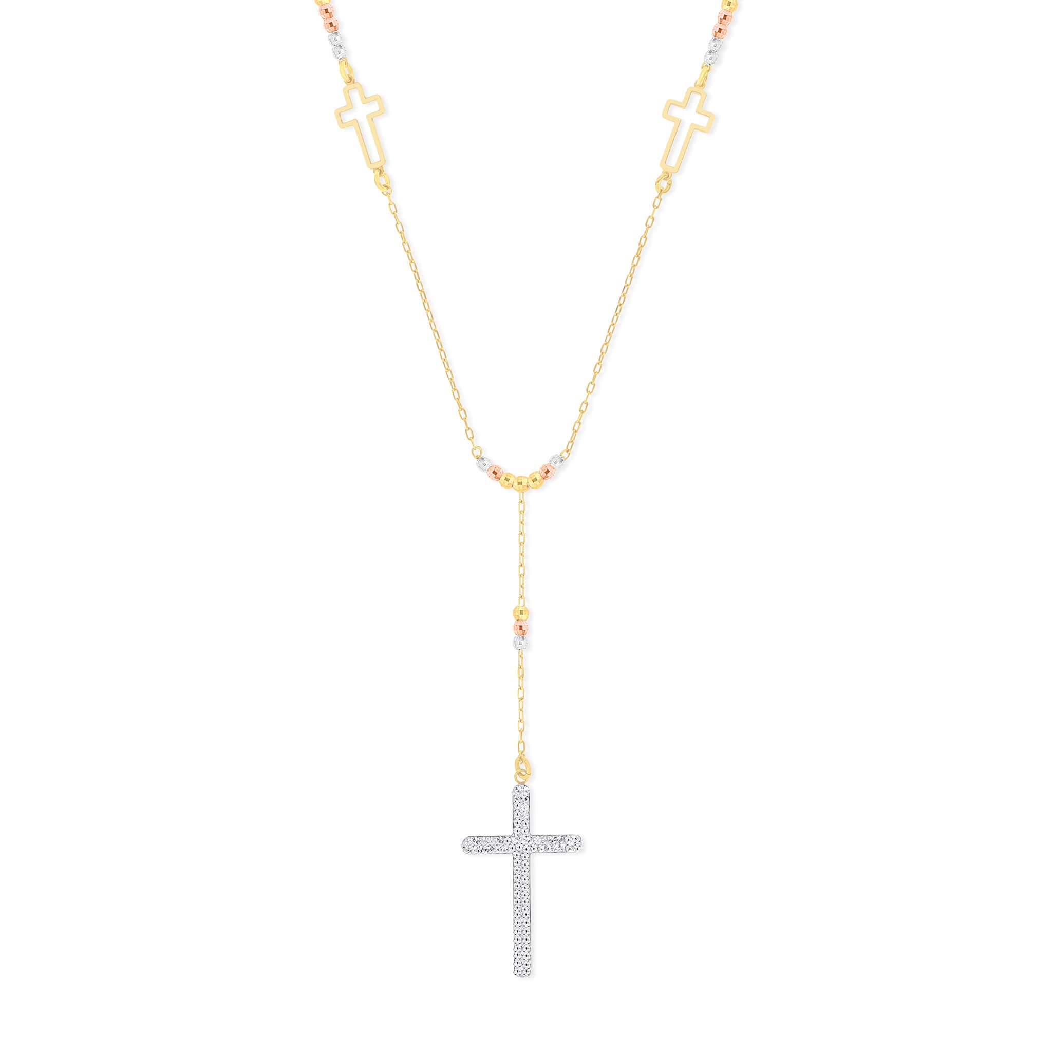 Crystal Triple-Cross Necklace - Gloria Jewels