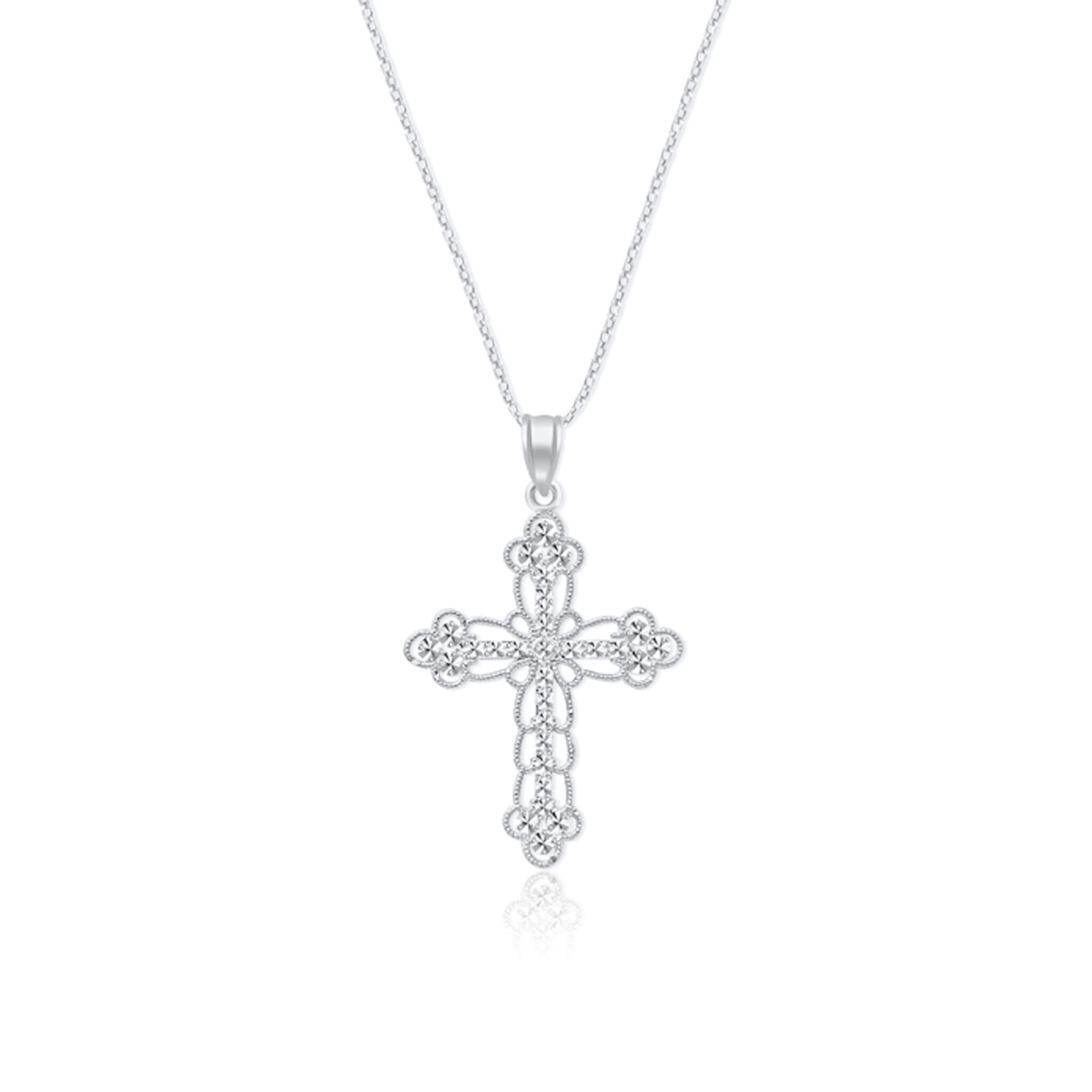 Open Filigree Cross Pendant Necklace - Gloria Jewels