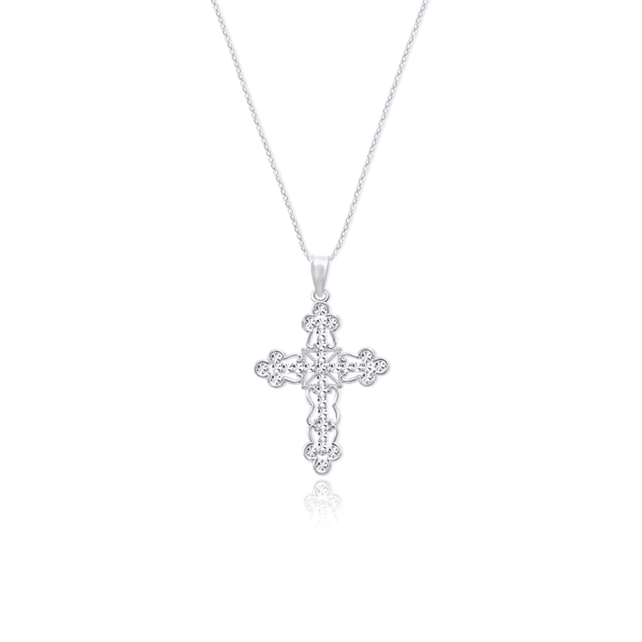 Open Lace Cross Pendant Necklace - Gloria Jewels