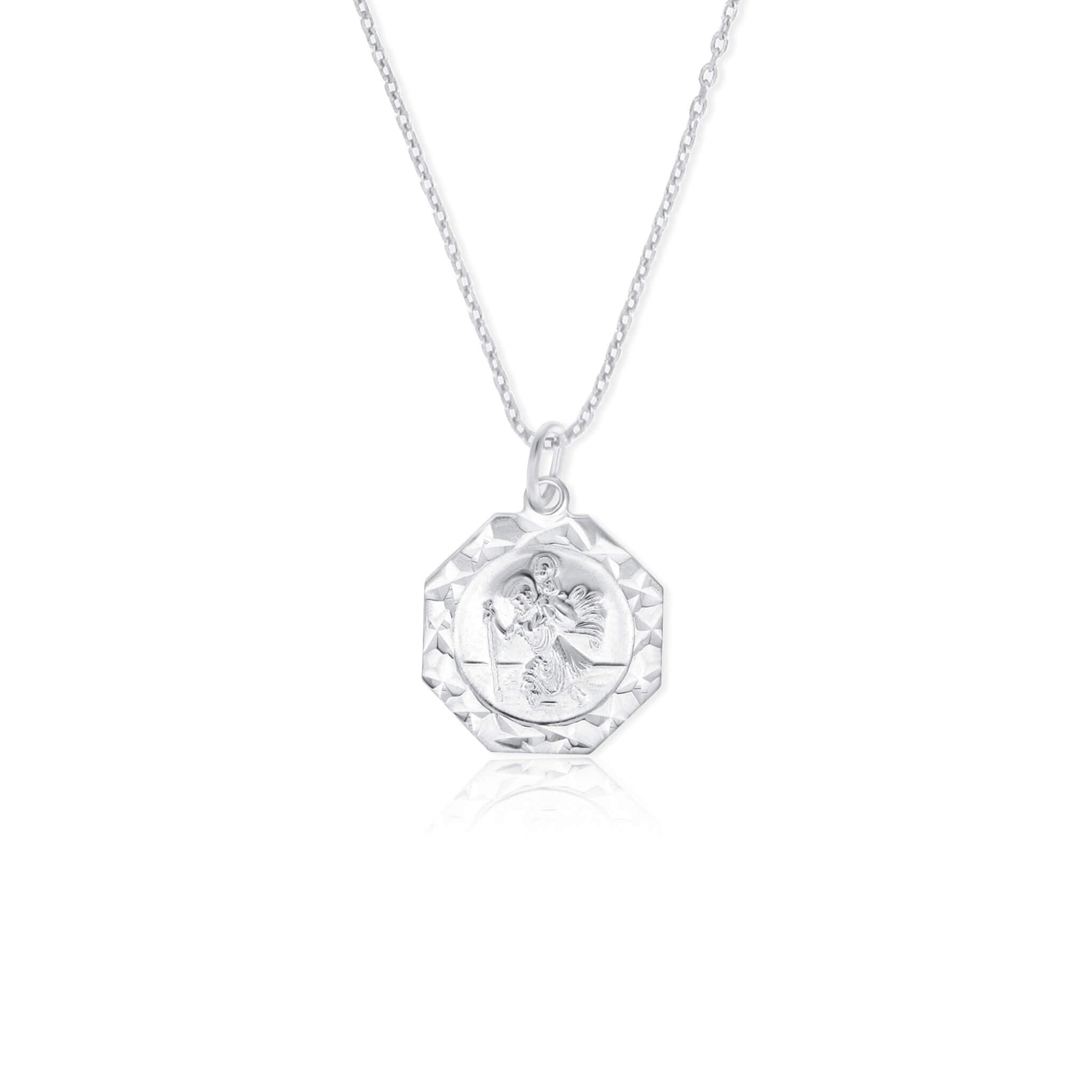 Saint Christopher Faceted Edge Necklace - Gloria Jewels