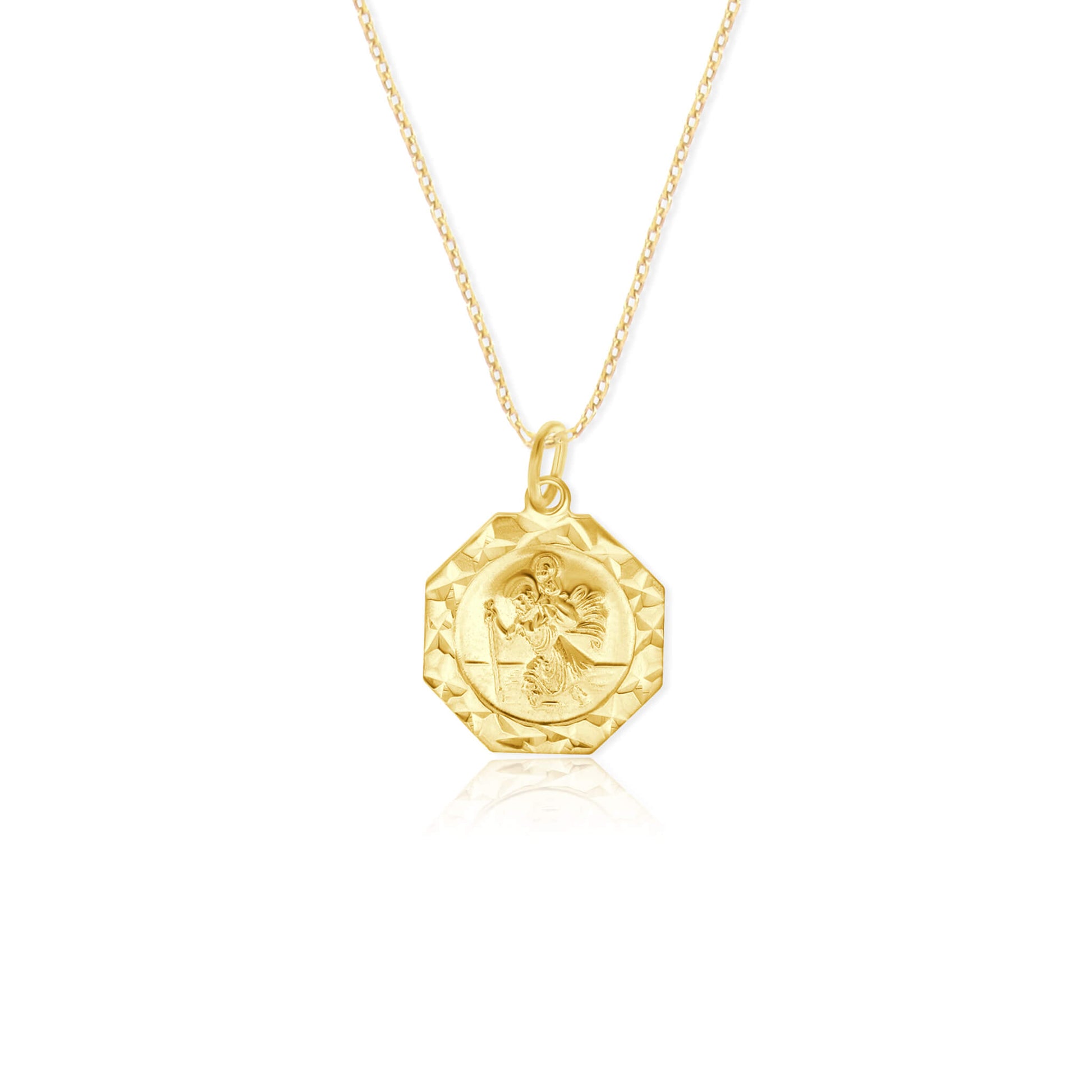 Saint Christopher Faceted Edge Necklace - Gloria Jewels