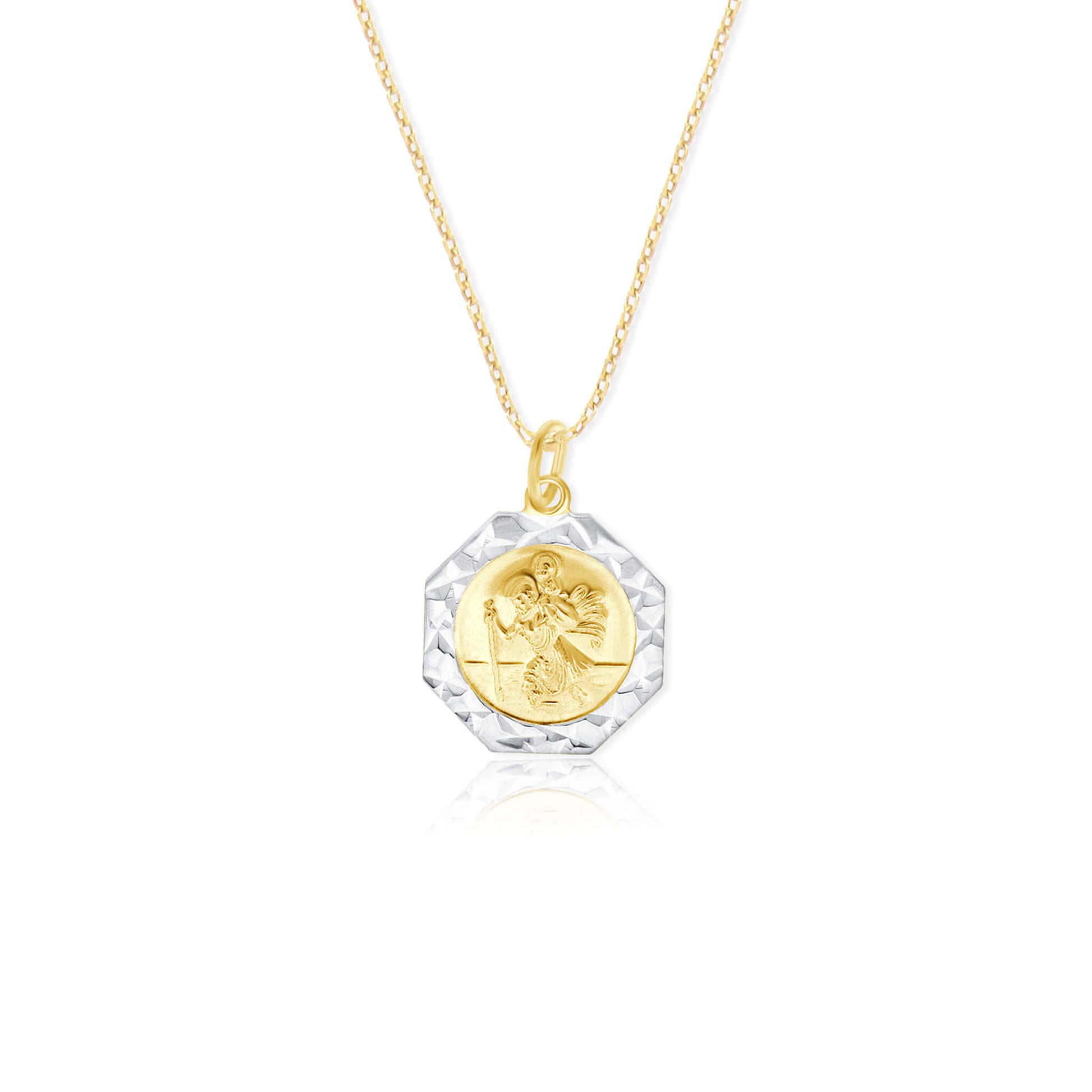 Saint Christopher Faceted Edge Necklace - Gloria Jewels