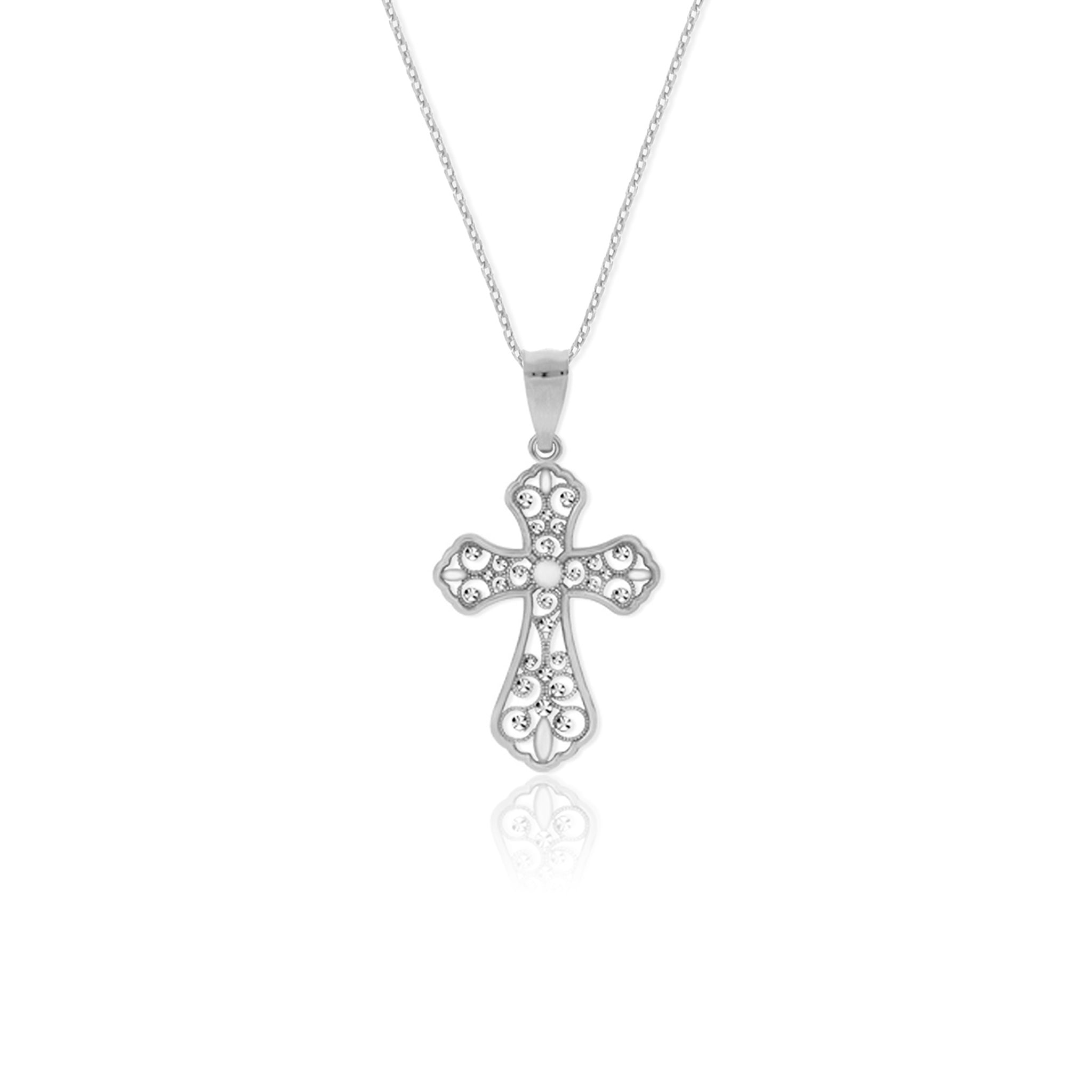 Elegant Diamond-Cut Cross Pendant | Large - Gloria Jewels