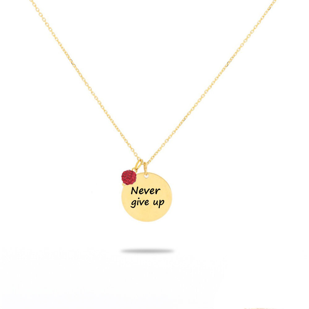 Inspired Circle Pendant "Never Give Up"