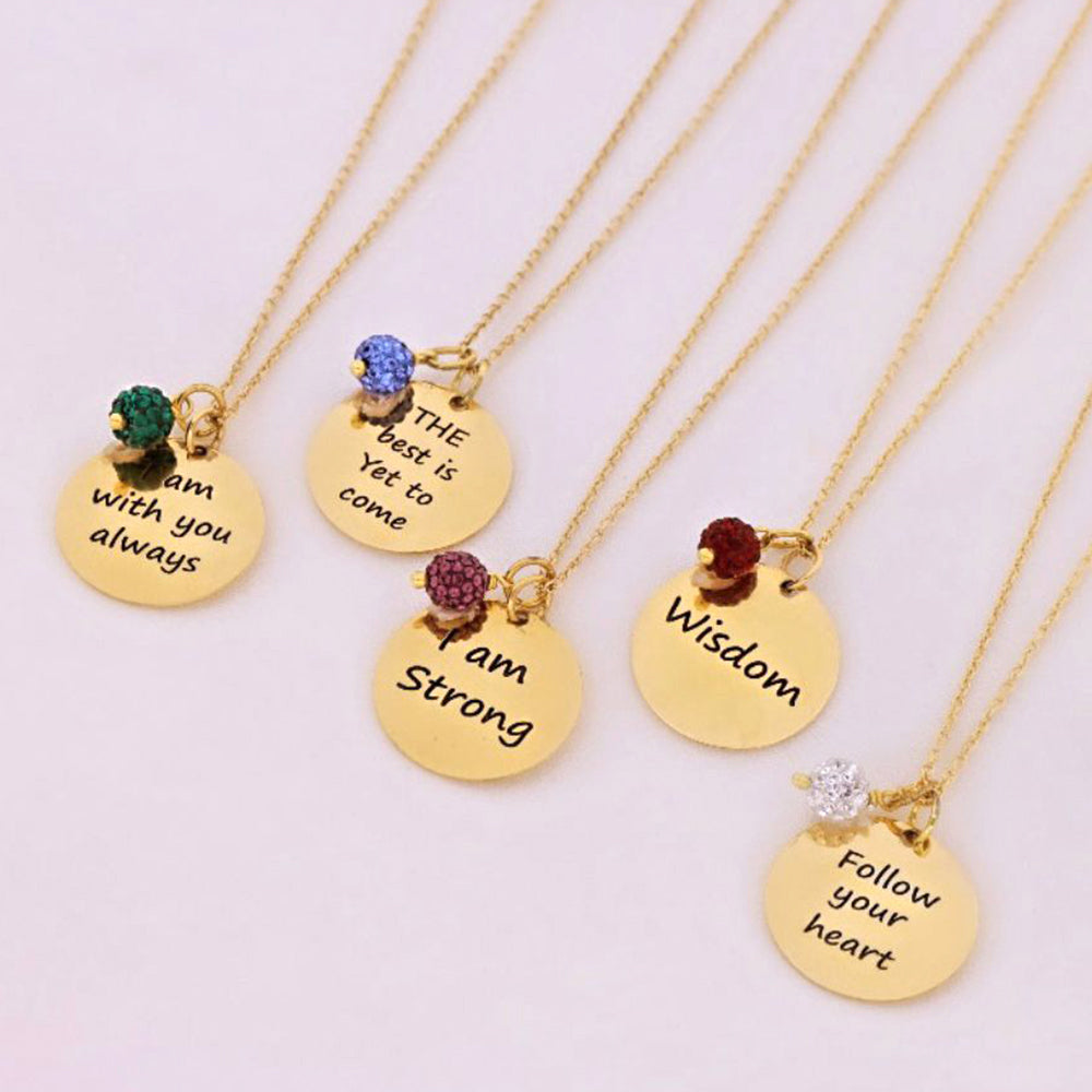 Inspired Circle Pendant "Never Give Up"