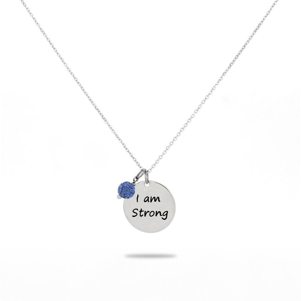 Inspired Circle Pendant "I Am Strong"