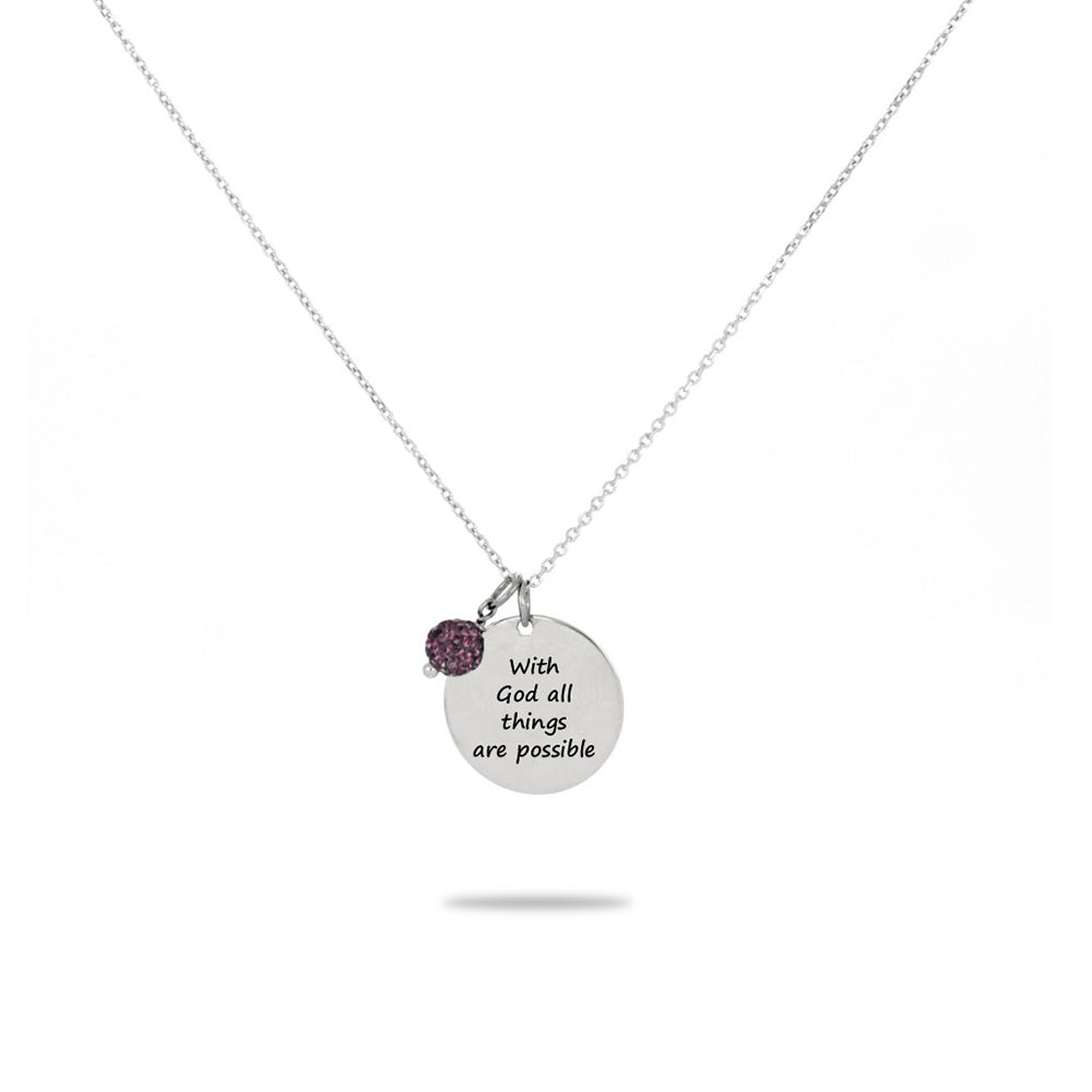 Inspired Circle Pendant "With God All Things Are Possible"