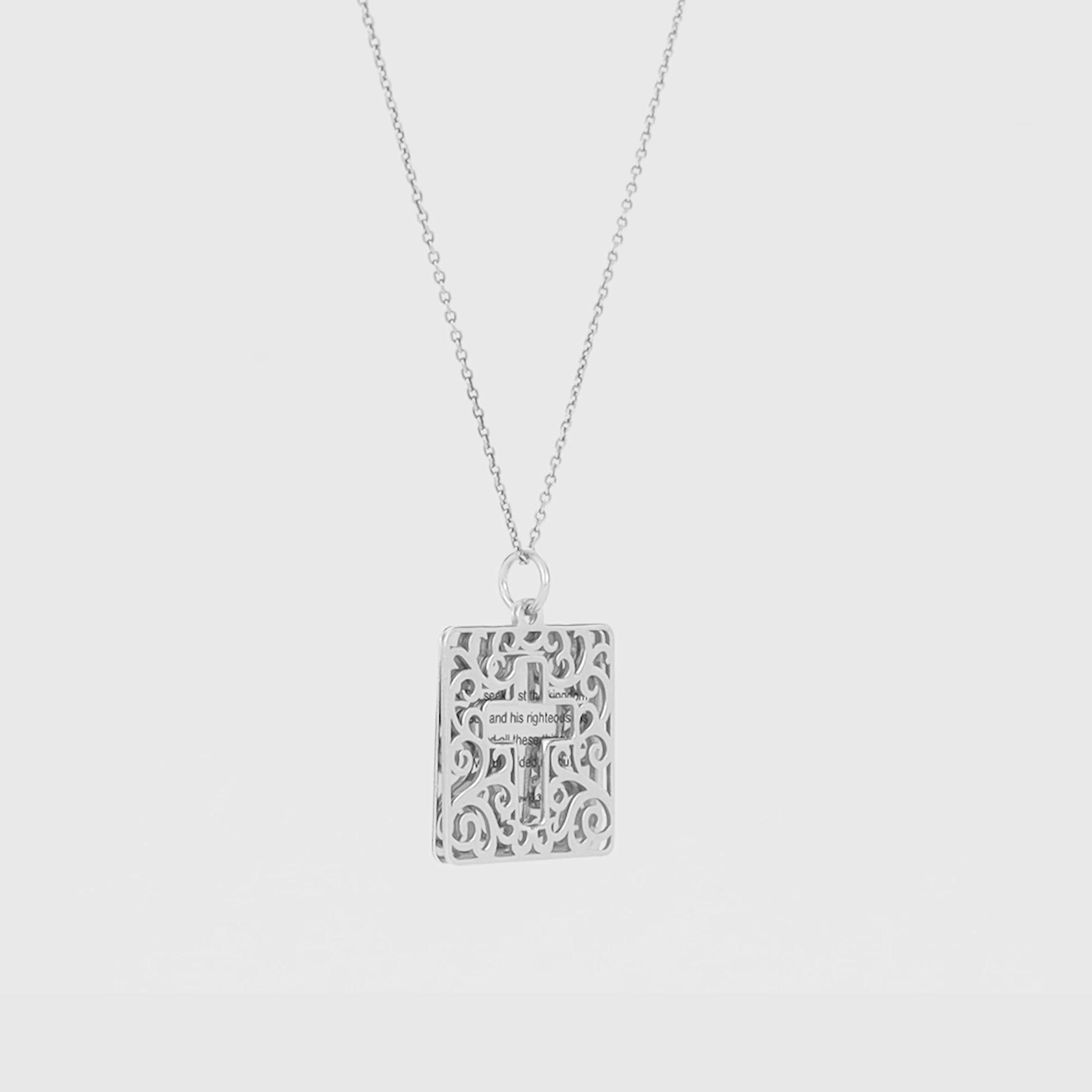 Inscribed Bible Verse Square Pendant