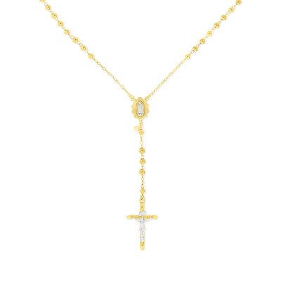 Rosary Necklace with Polished Beads and Crucifix Pendant - Gloria Jewels