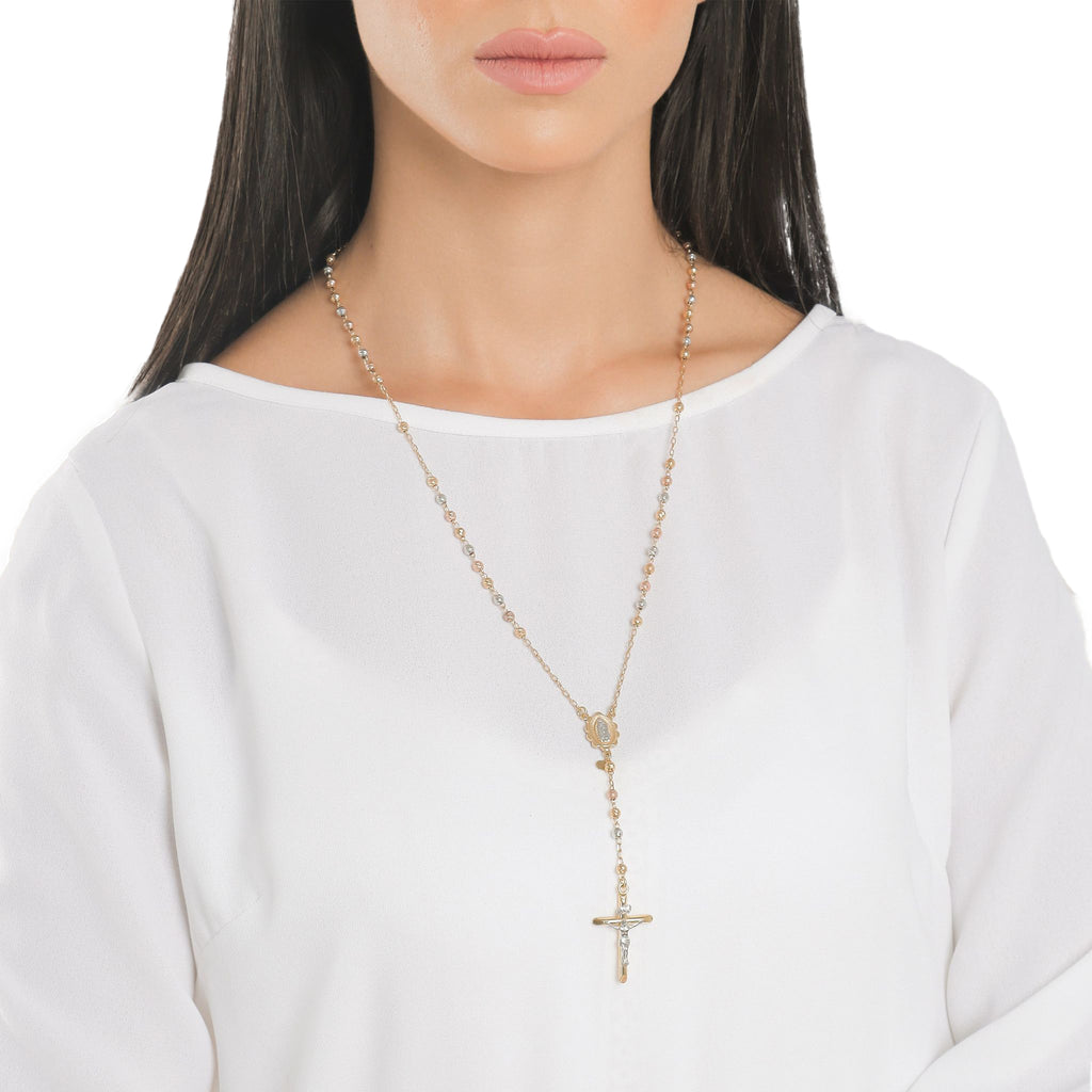 Classic Rosary With Bar-Cut Beads - Gloria Jewels