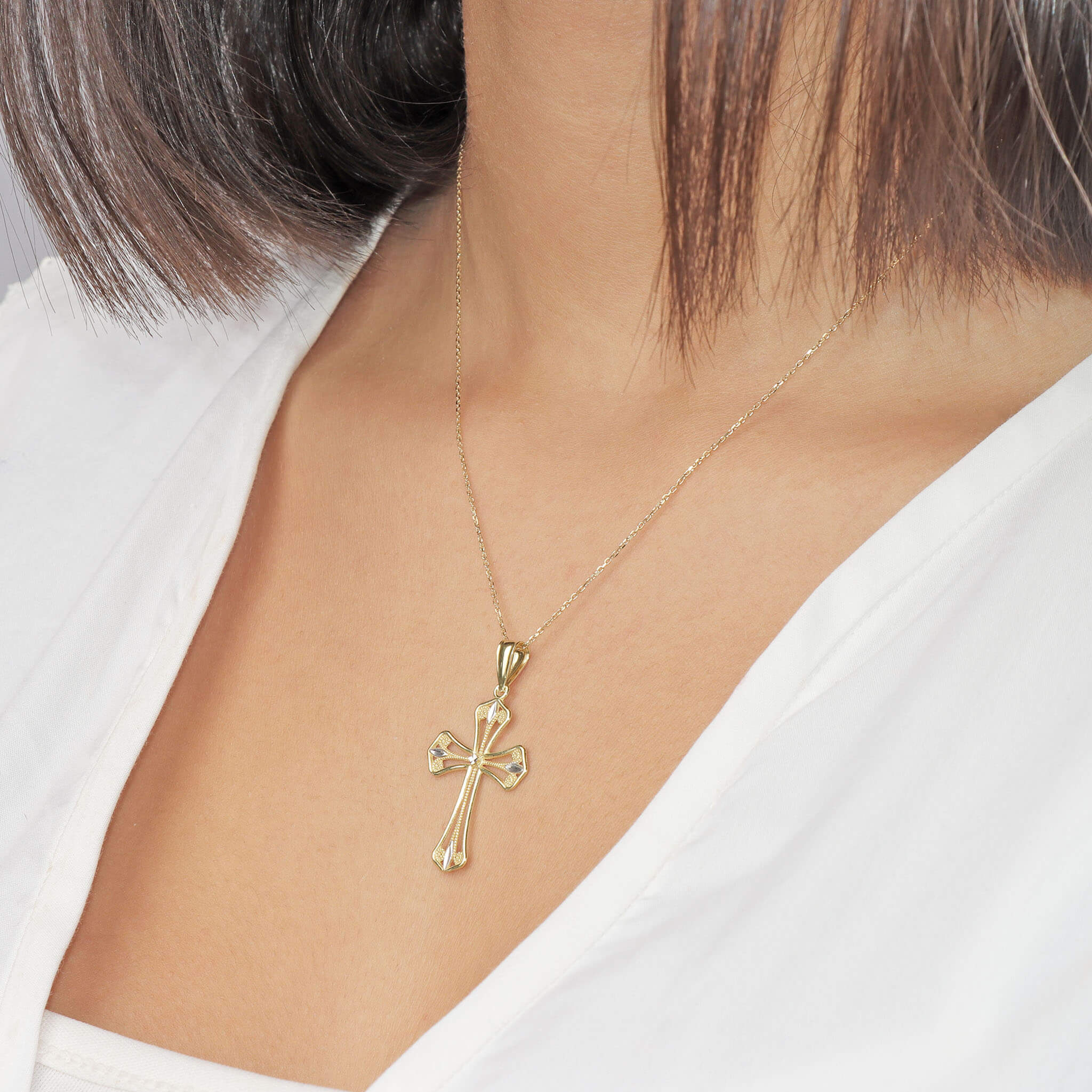 Ray of Light Cross Pendant Necklace - Gloria Jewels