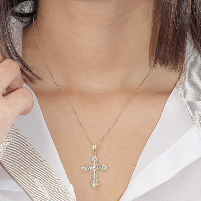 Open Filigree Cross Pendant Necklace - Gloria Jewels