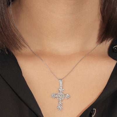 Open Lace Cross Pendant Necklace - Gloria Jewels