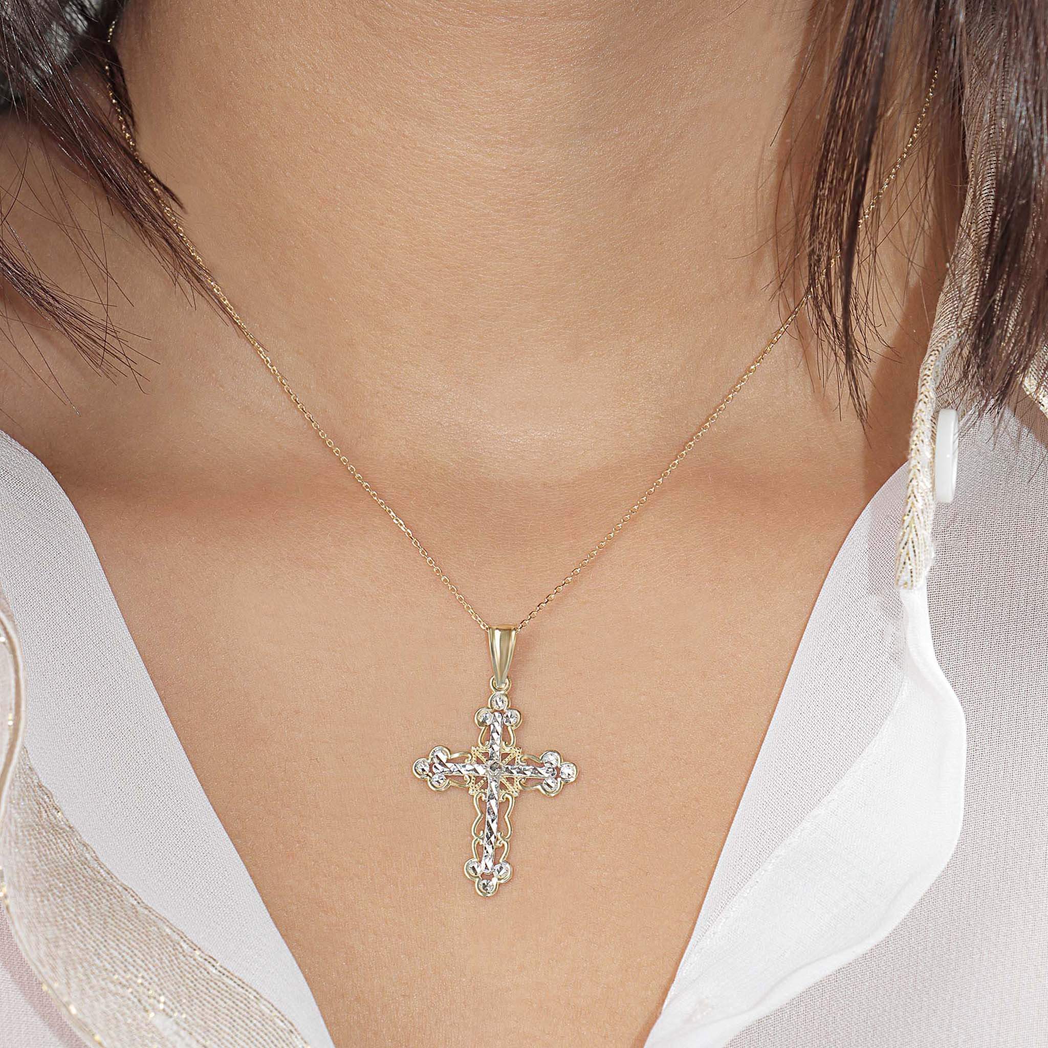 Open Lace Cross Pendant Necklace - Gloria Jewels