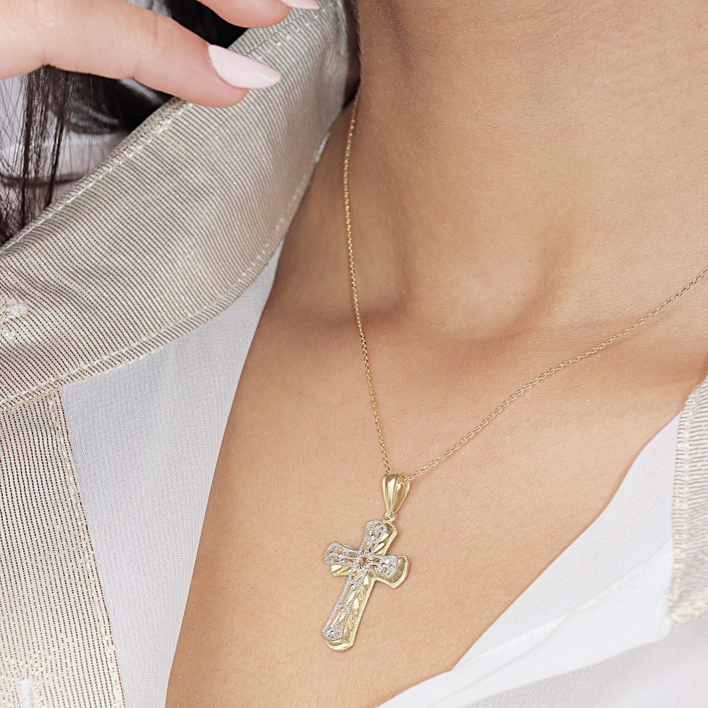 Double Layered Cross Pendant - Gloria Jewels