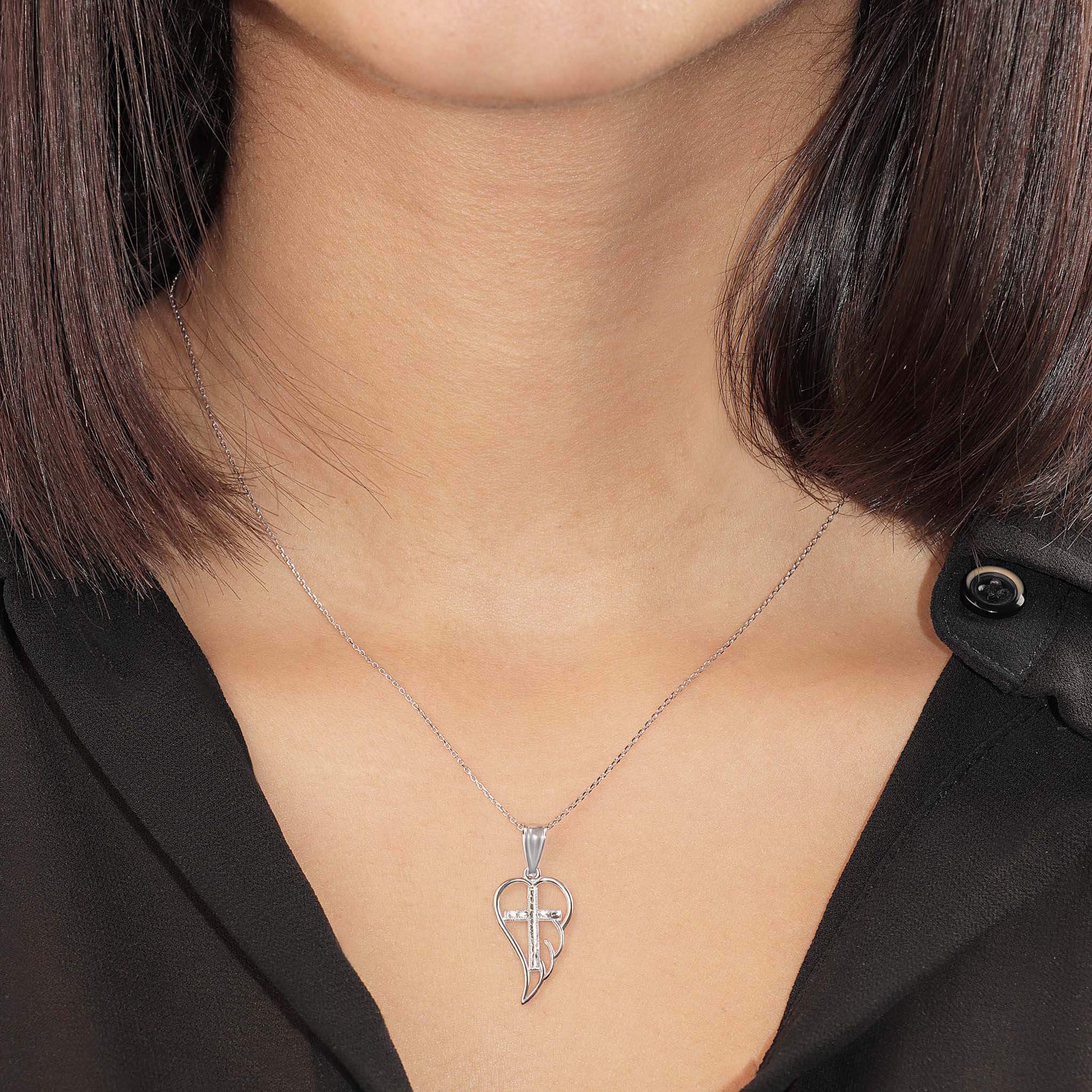 Angel Wing Cross Pendant - Gloria Jewels