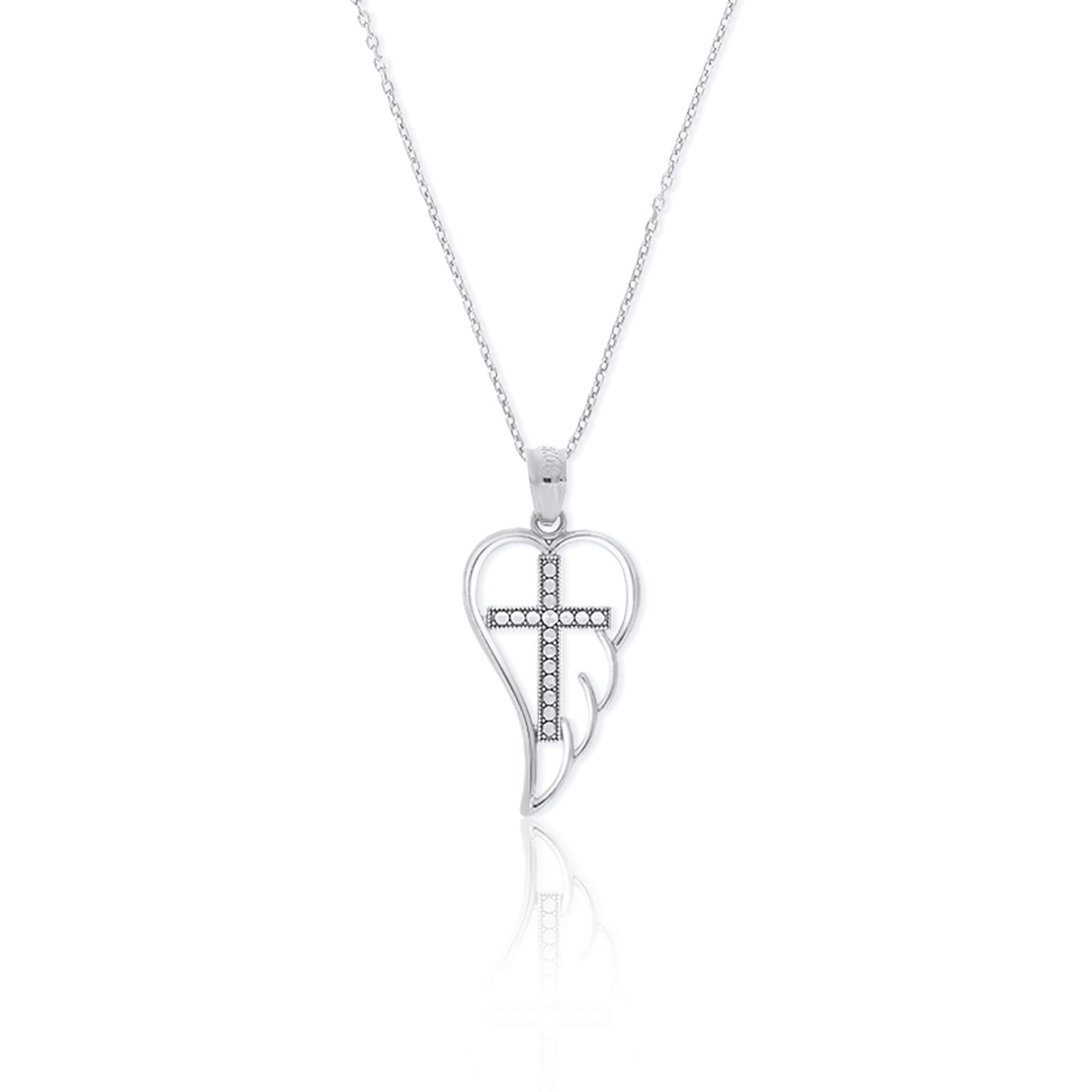 Angel Wing Cross Pendant - Gloria Jewels