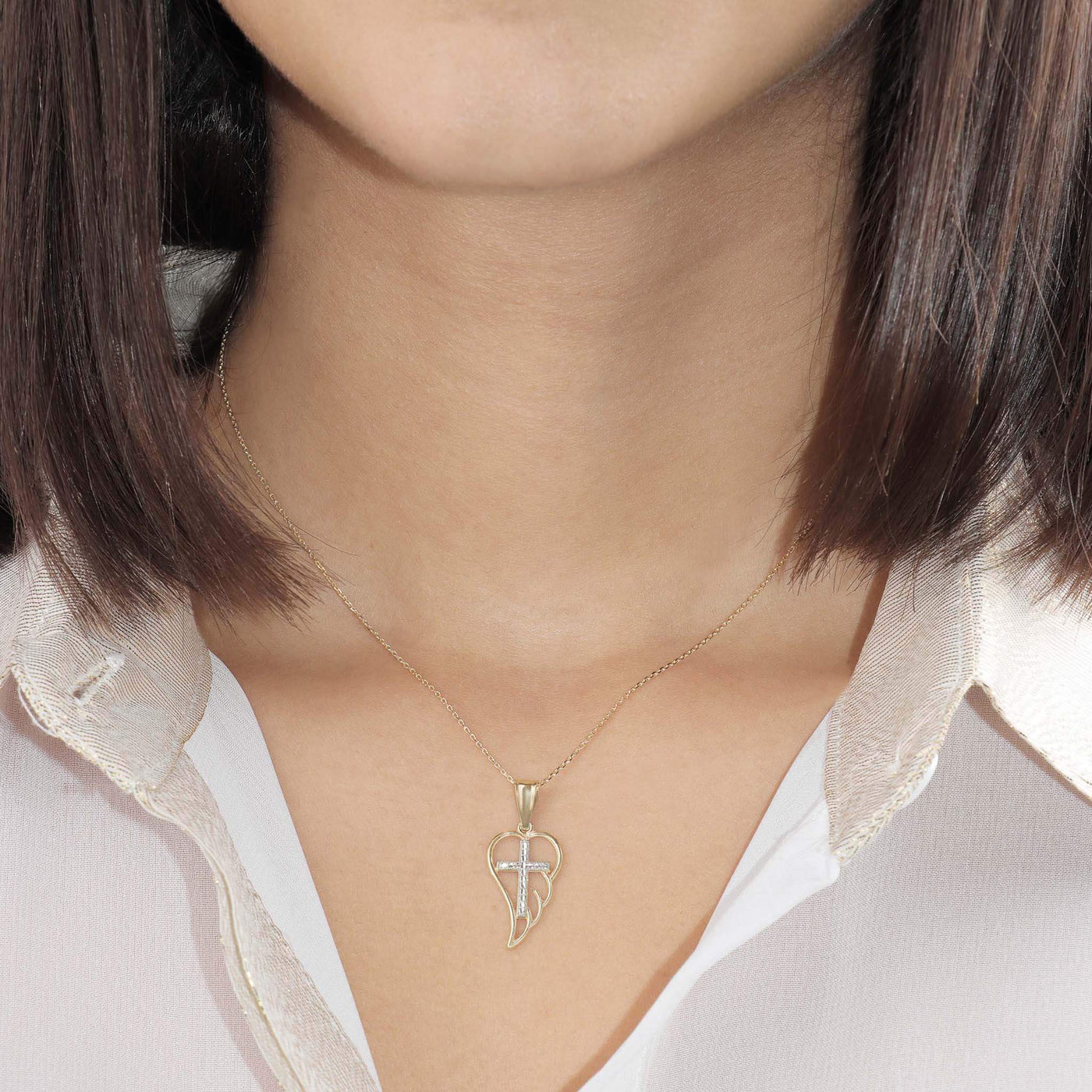 Angel Wing Cross Pendant - Gloria Jewels