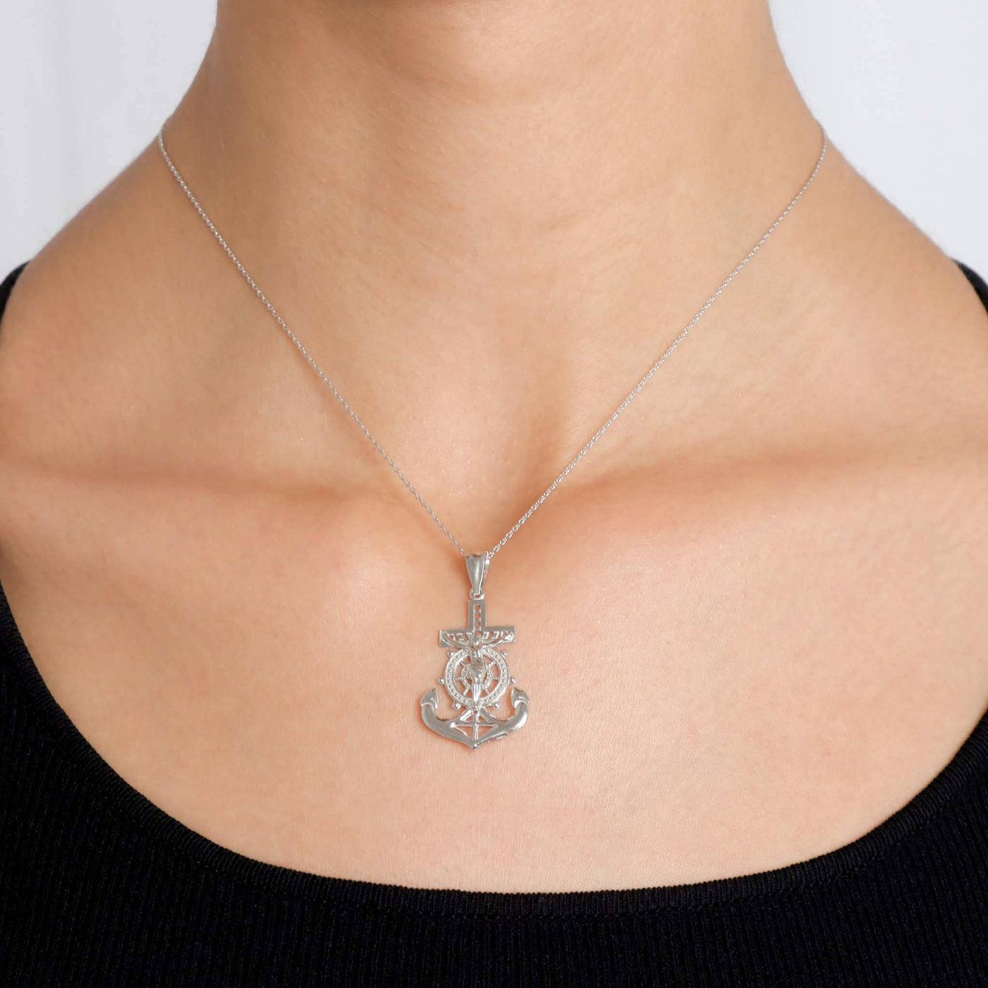 Anchor Crucifix Necklace Pendant - Gloria Jewels
