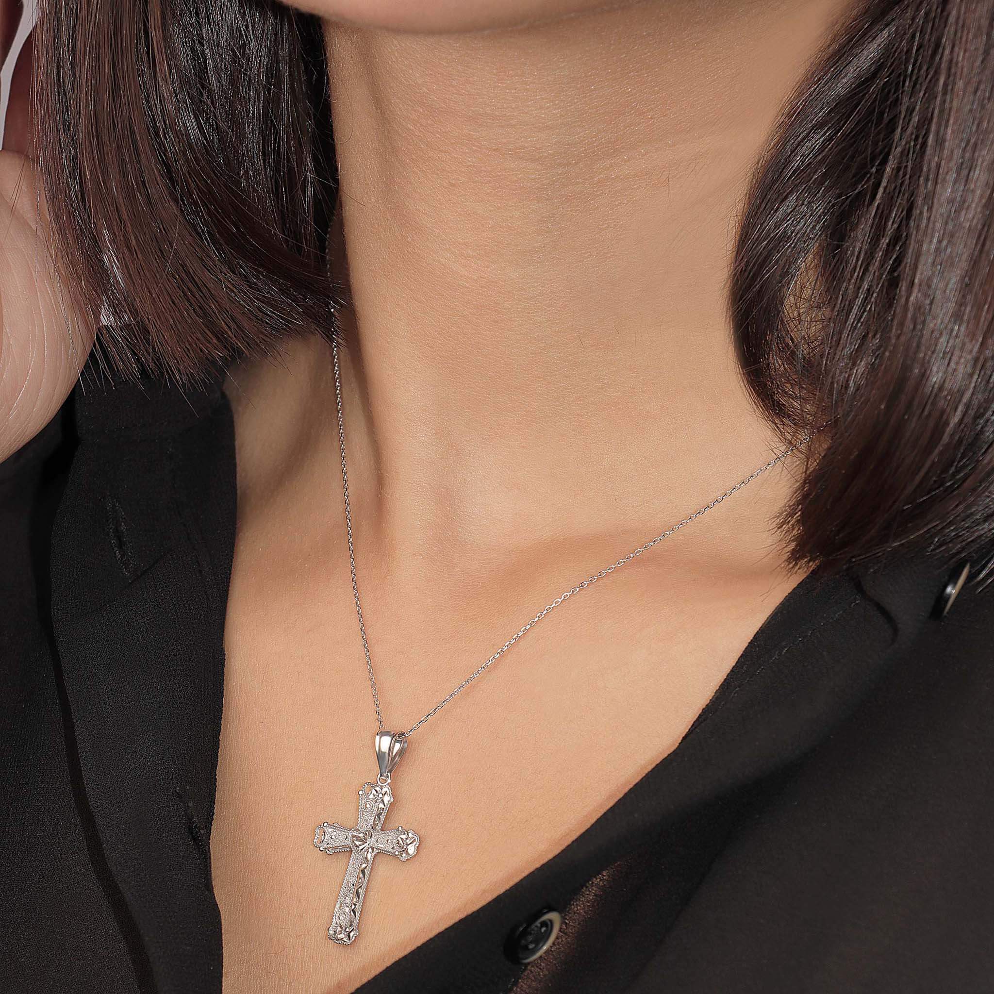 Filigree Style Cross Necklace Pendant - Gloria Jewels