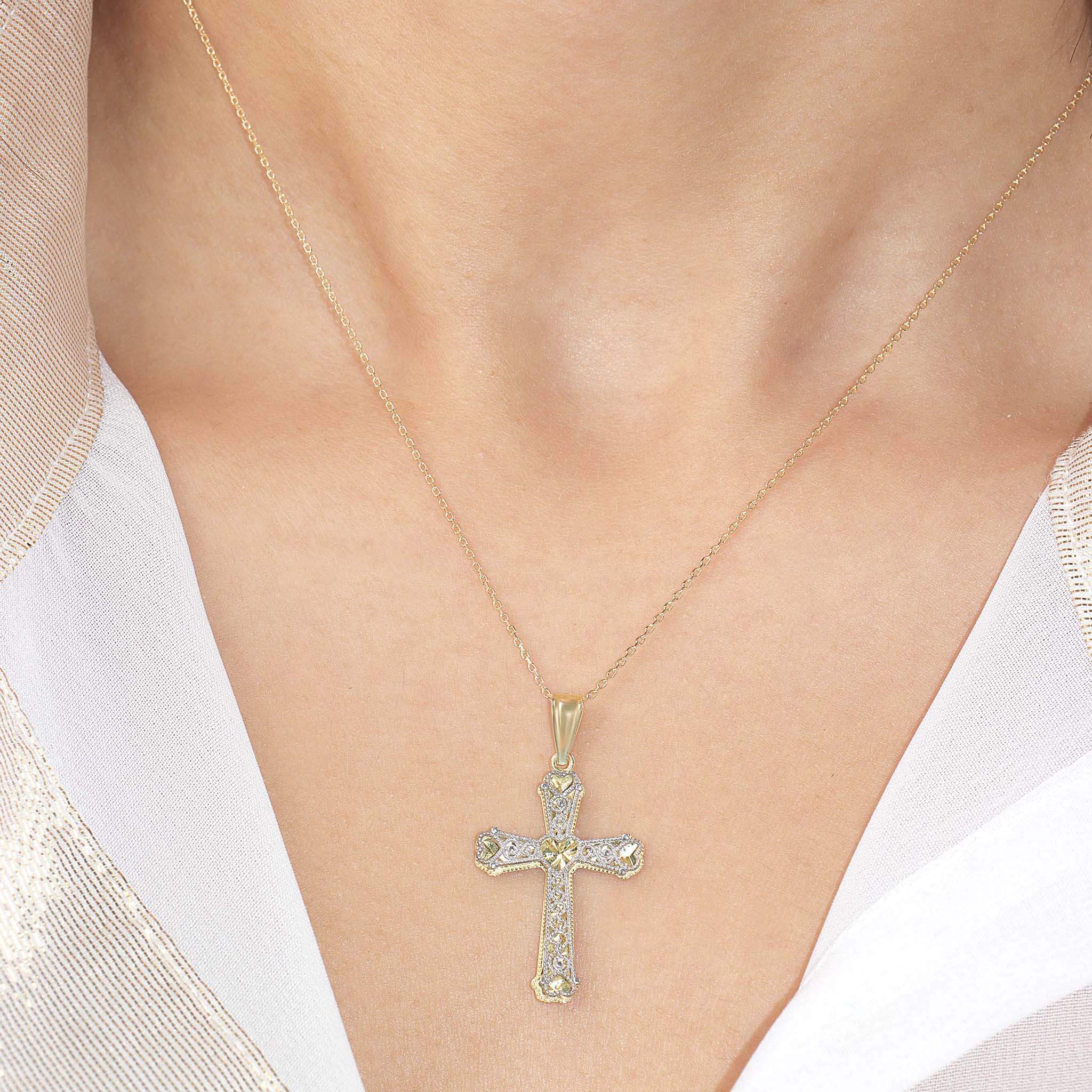 Filigree Style Cross Necklace Pendant - Gloria Jewels