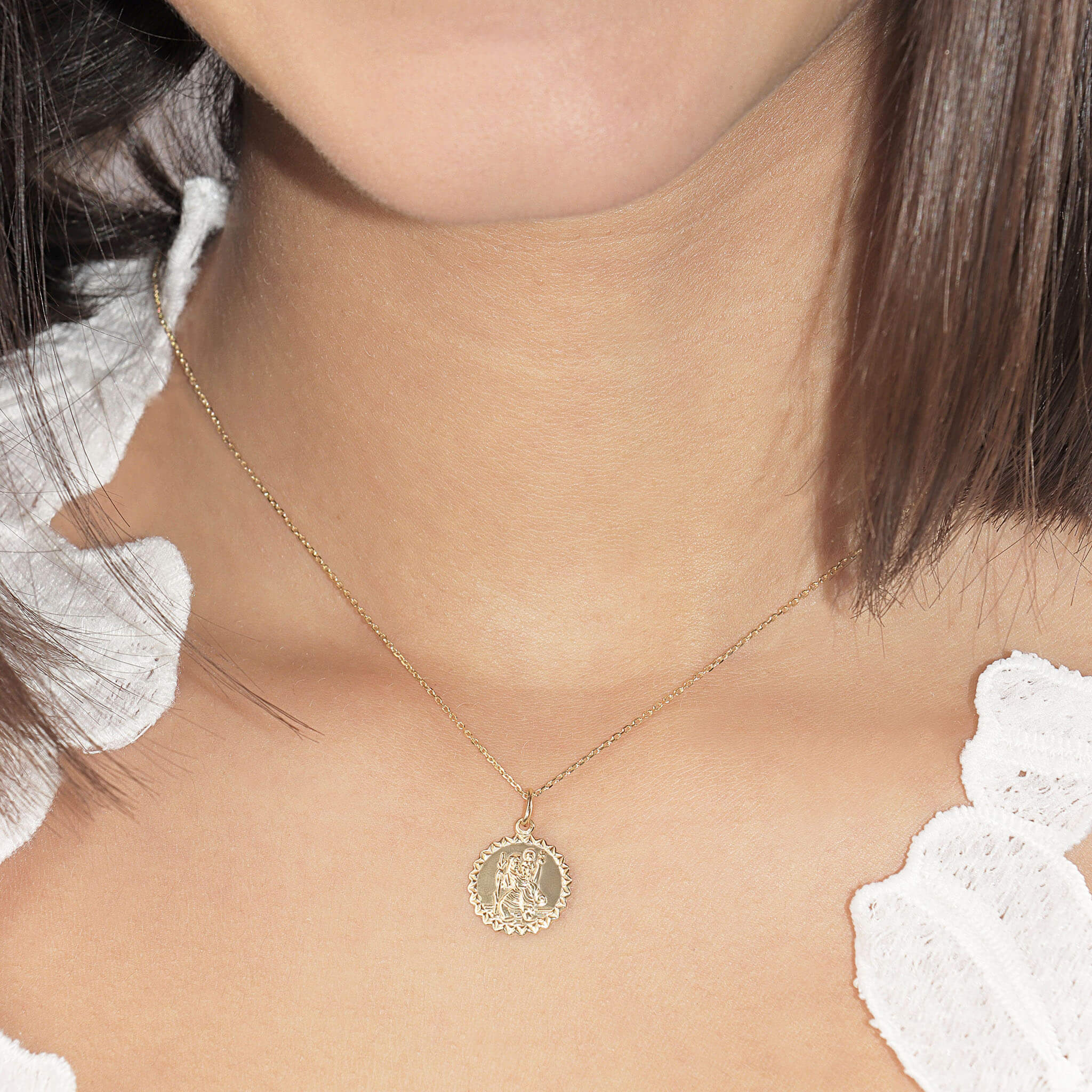 Saint Christopher Round Edge Necklace - Gloria Jewels