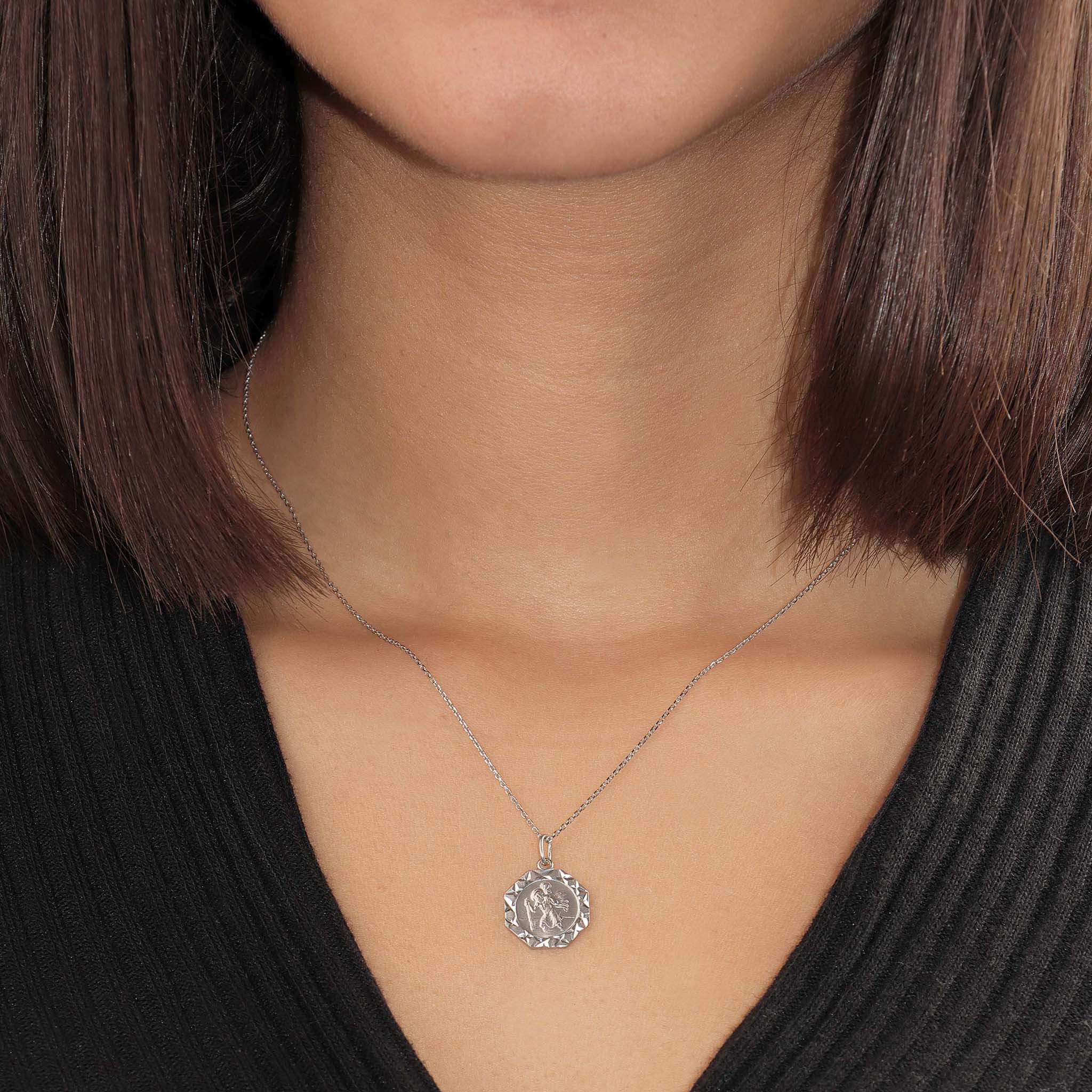 Saint Christopher Faceted Edge Necklace - Gloria Jewels