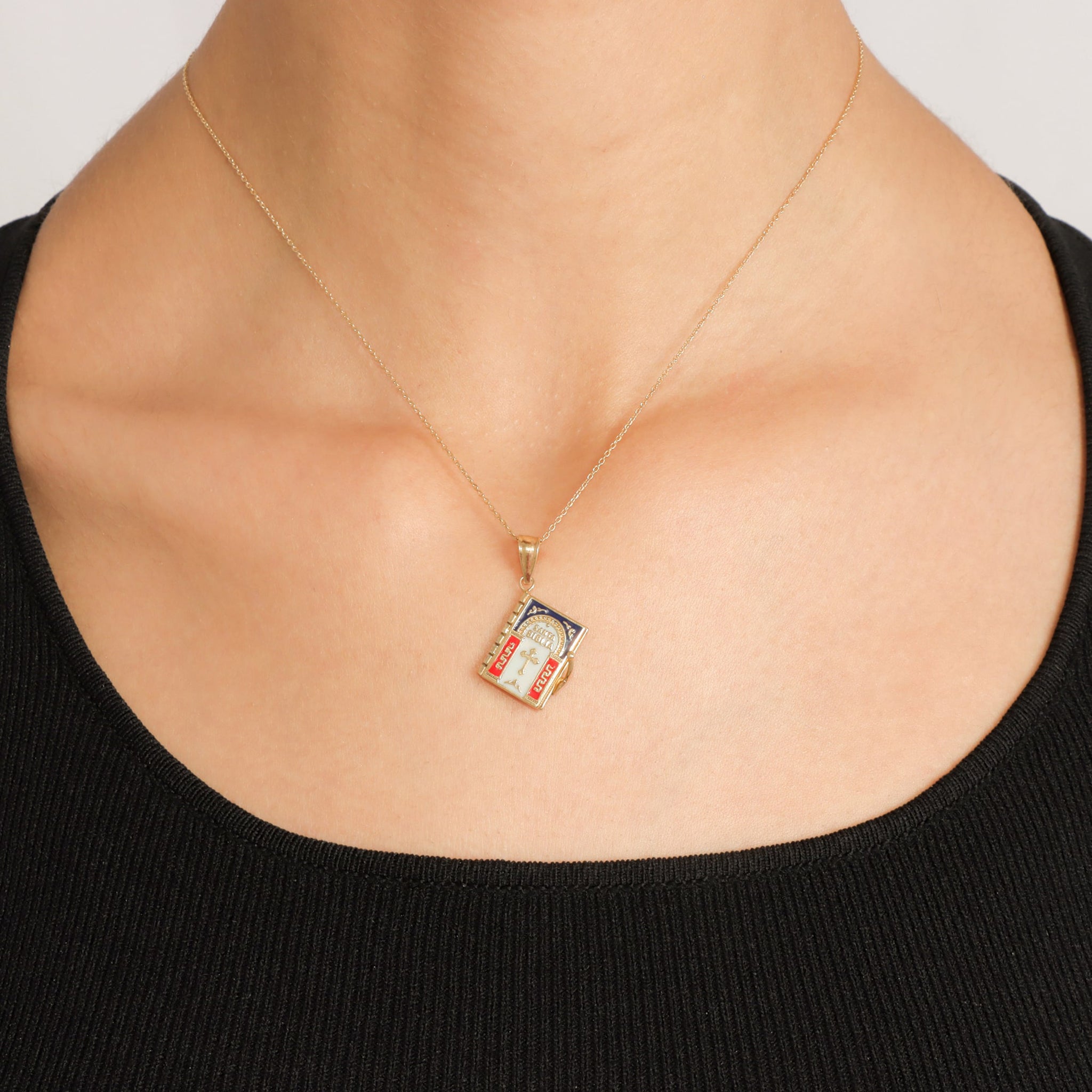 Bible Book Pendant | Padre Nuestro Inscribed - Gloria Jewels
