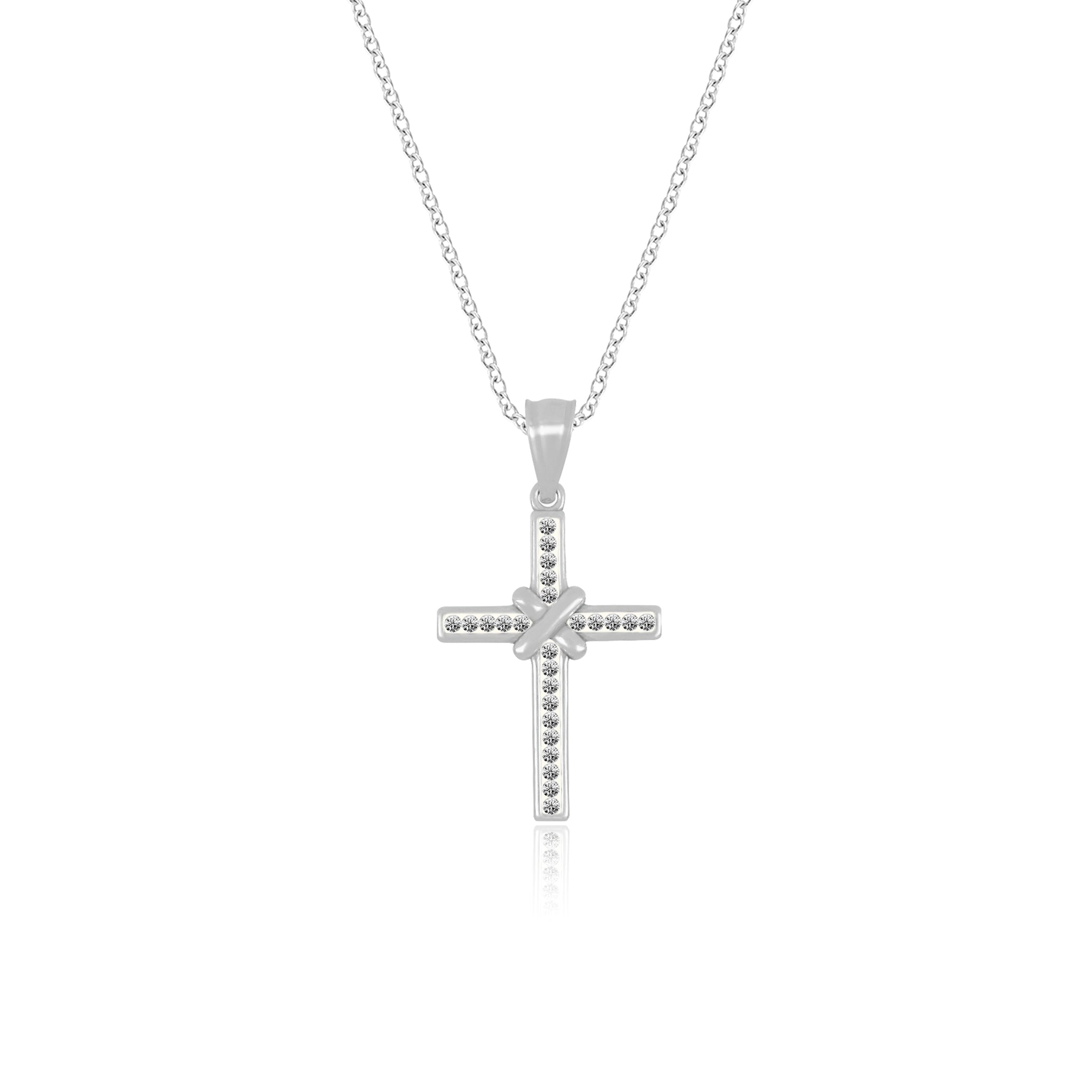 Crystal Cross With Christogram Pendant Necklace - Gloria Jewels