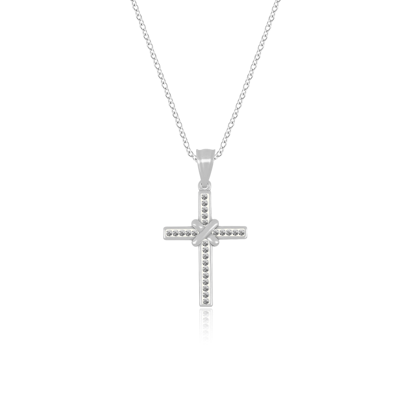 Crystal Cross With Christogram Pendant Necklace - Gloria Jewels