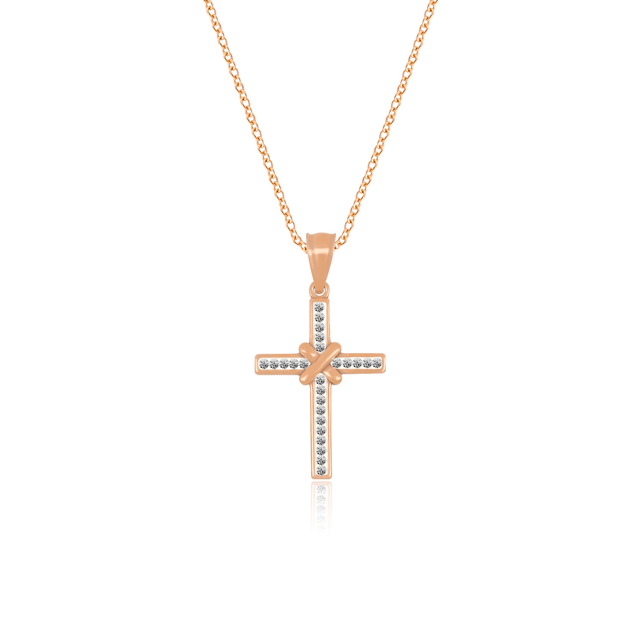 Crystal Cross With Christogram Pendant Necklace - Gloria Jewels