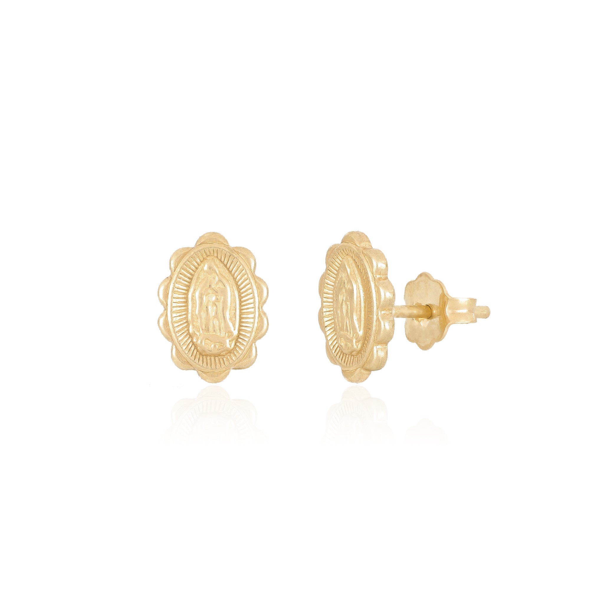 Virgin Mary Medallion Earrings - Gloria Jewels