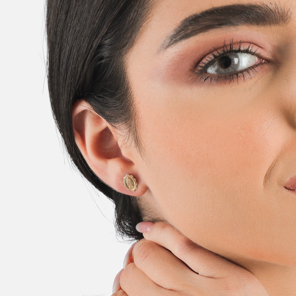 Virgin Mary Medallion Earrings - Gloria Jewels