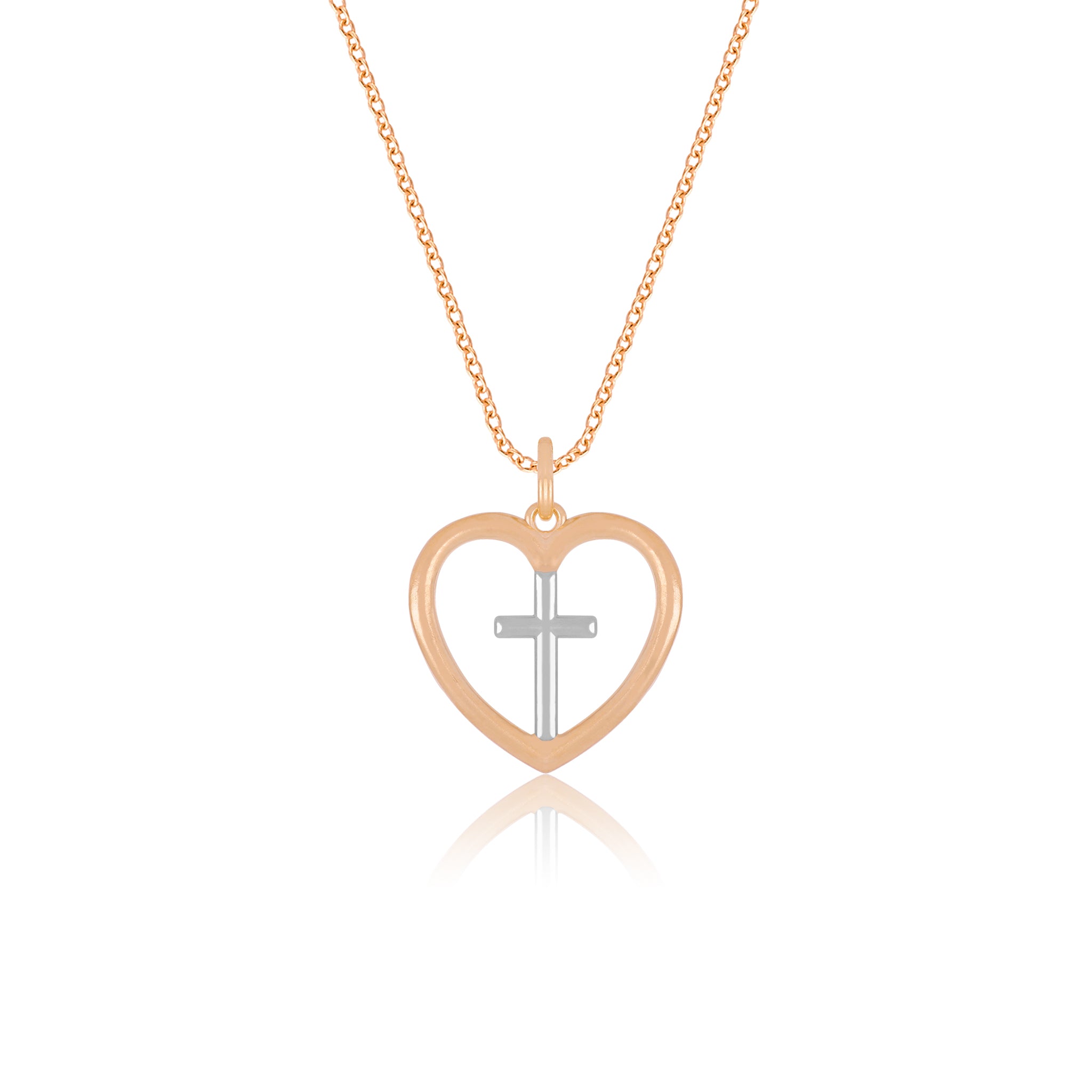 Cross Within Heart Pendant Necklace - Gloria Jewels