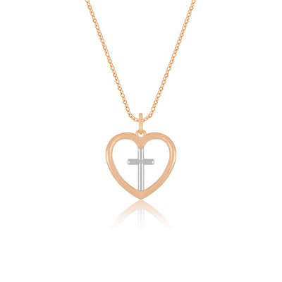 Cross Within Heart Pendant Necklace - Gloria Jewels