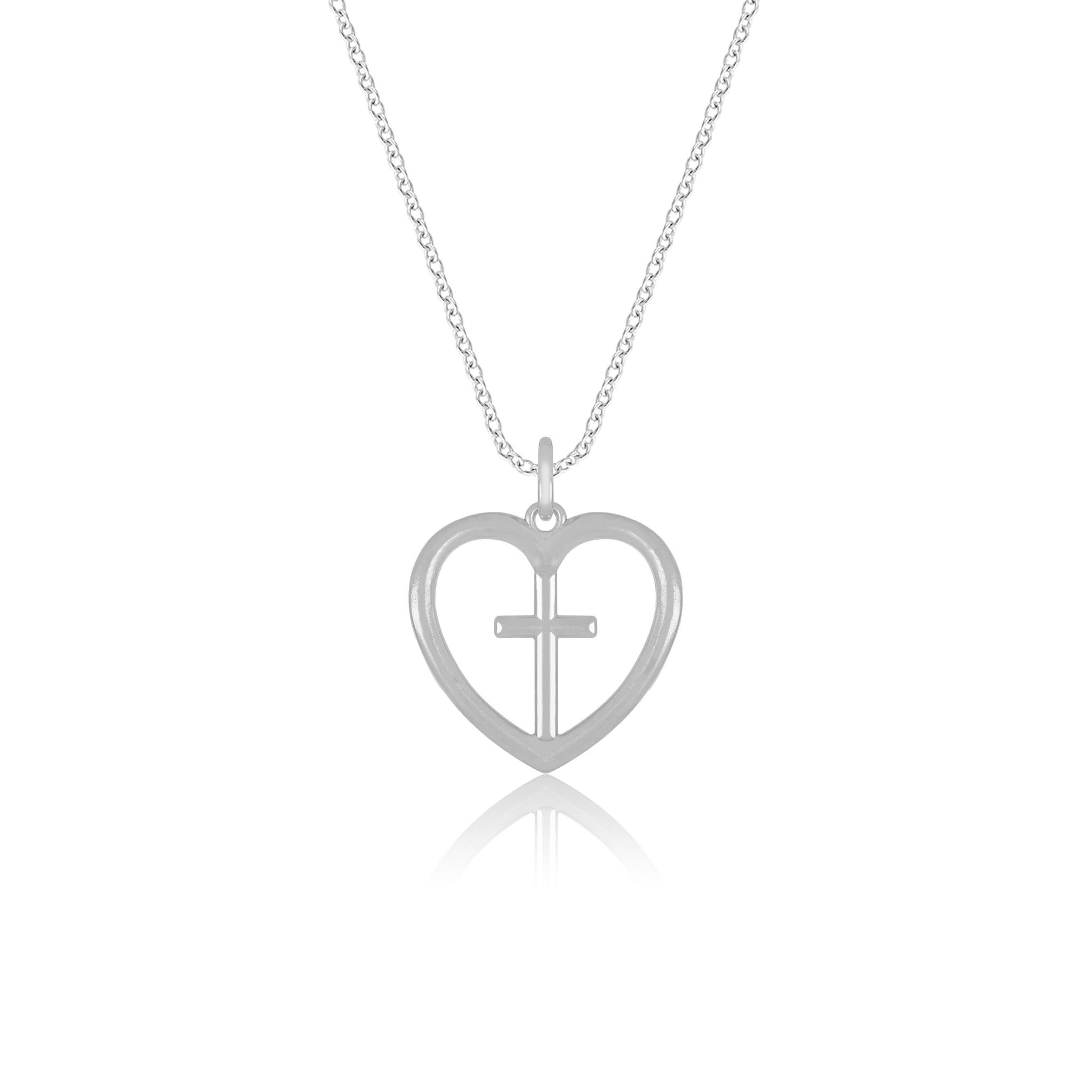 Cross Within Heart Pendant Necklace - Gloria Jewels