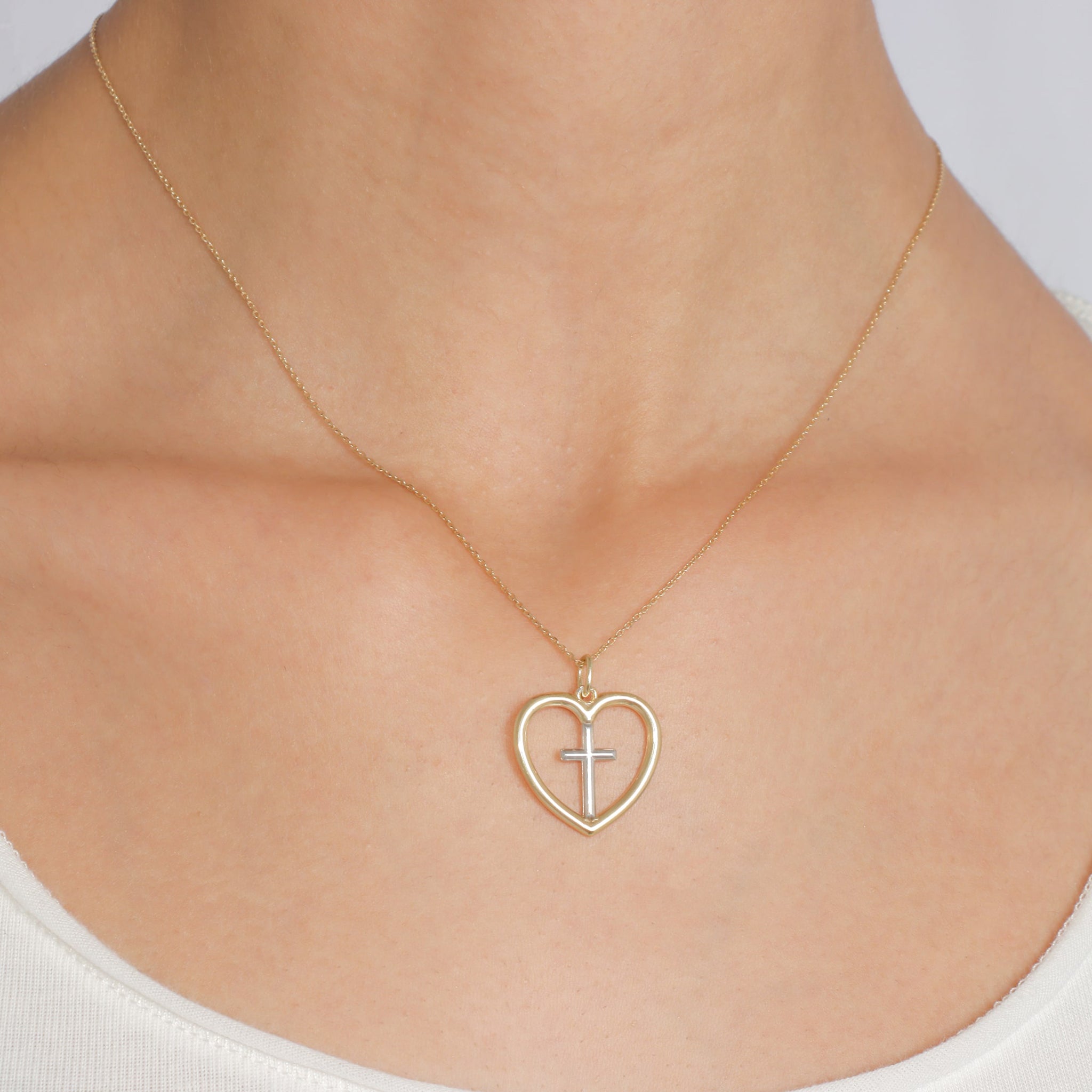 Cross Within Heart Pendant Necklace - Gloria Jewels