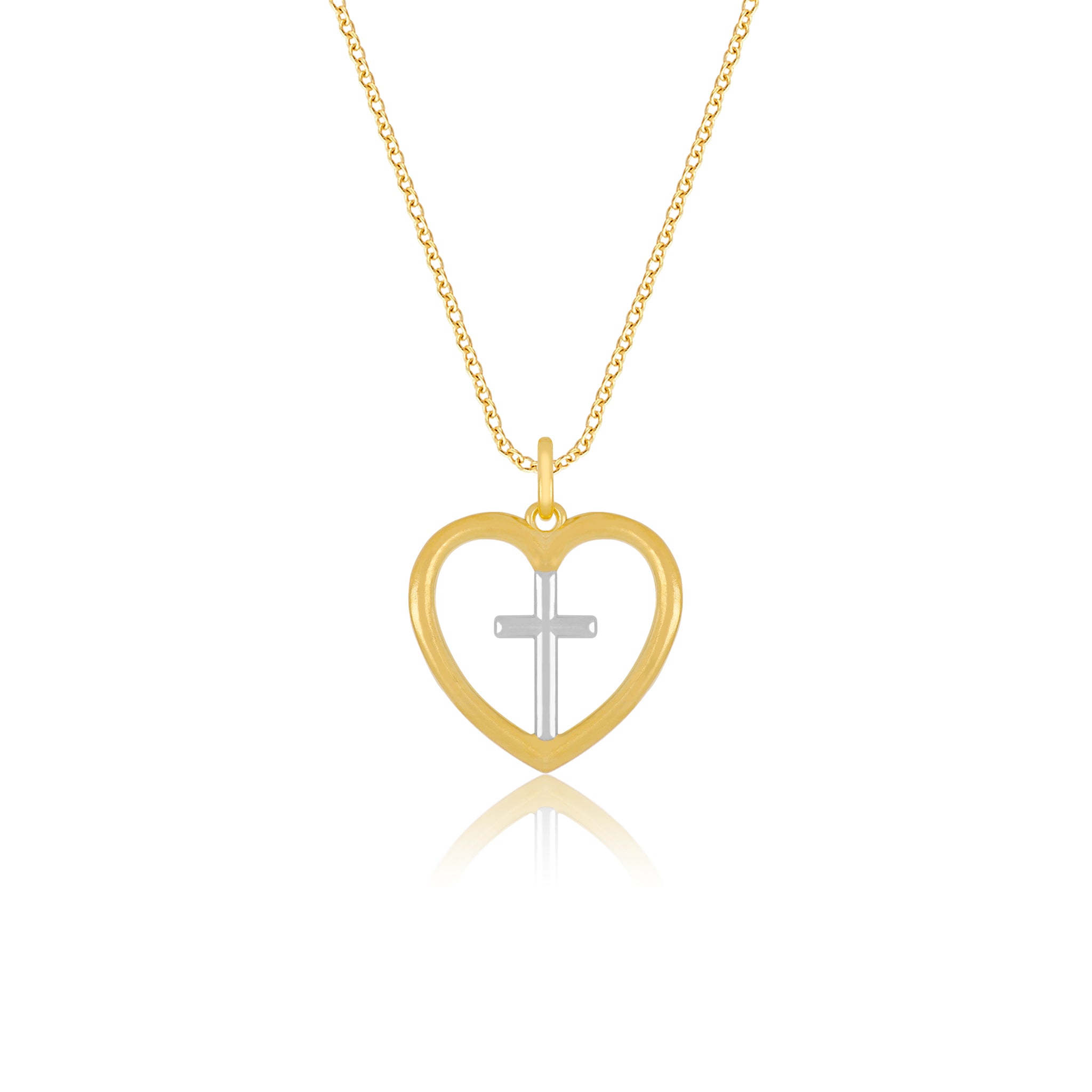 Cross Within Heart Pendant Necklace - Gloria Jewels